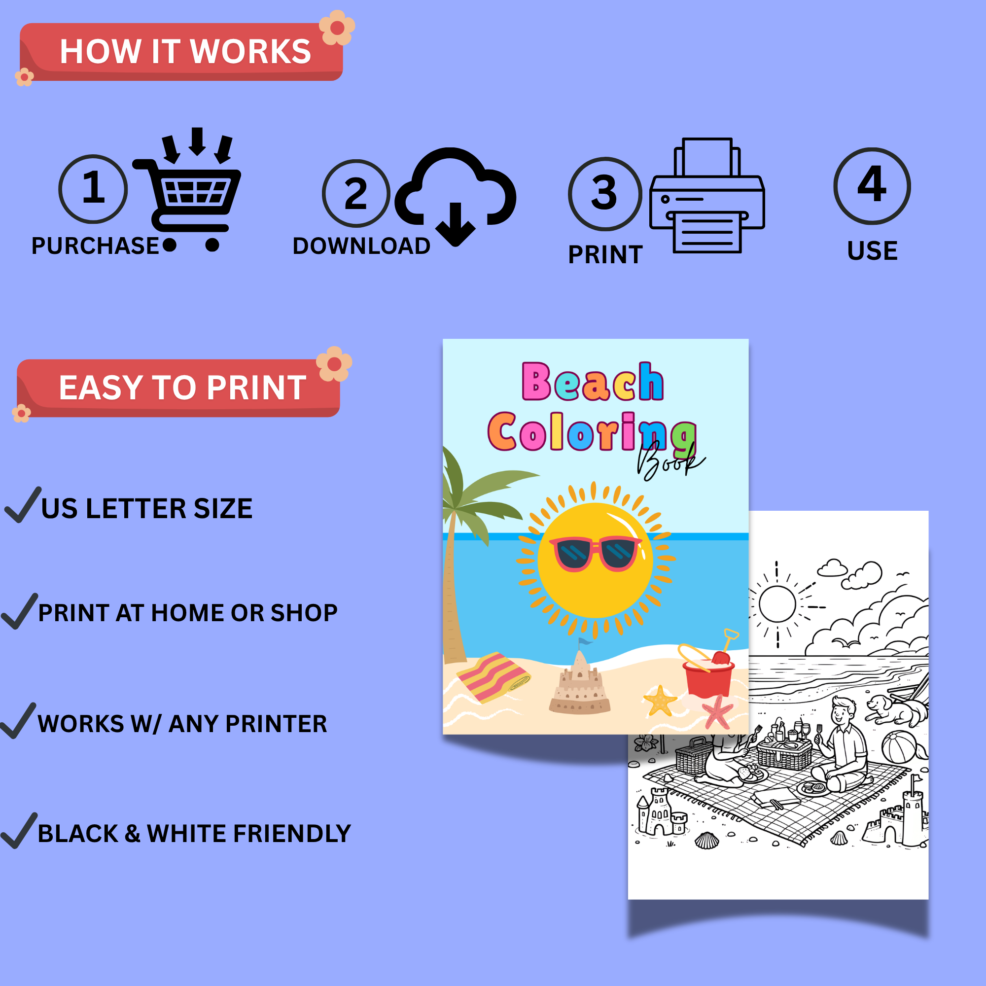 Beach Coloring Book Printable PDF For Kids – 32 Summer Coloring Pages ...