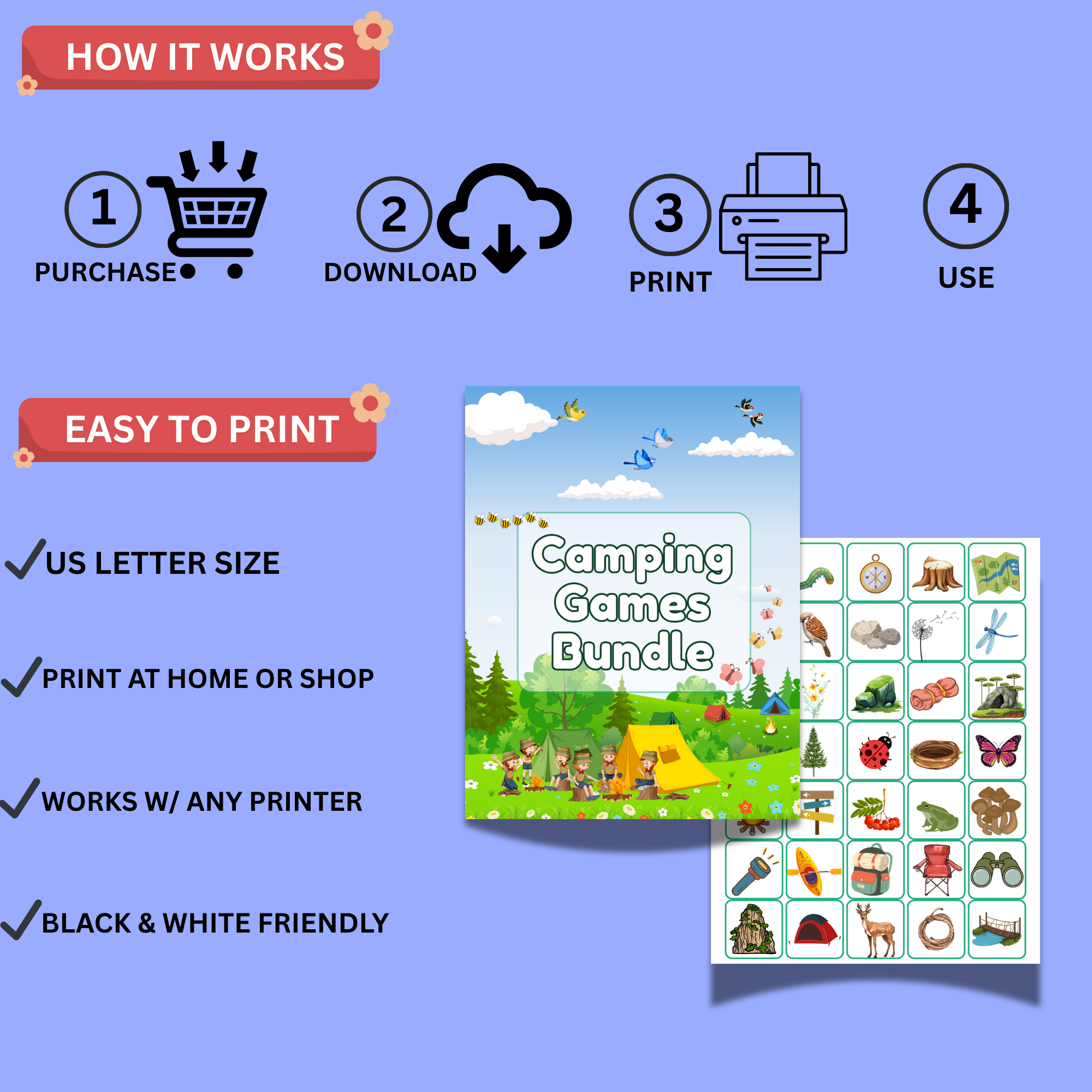 Camping Games Bundle Printable | 39-Page Outdoor Activity Pack for Kids & Families 3 Camping Games Bundle Printable | 39-Page Outdoor Activity Pack for Kids & Families - Image 3