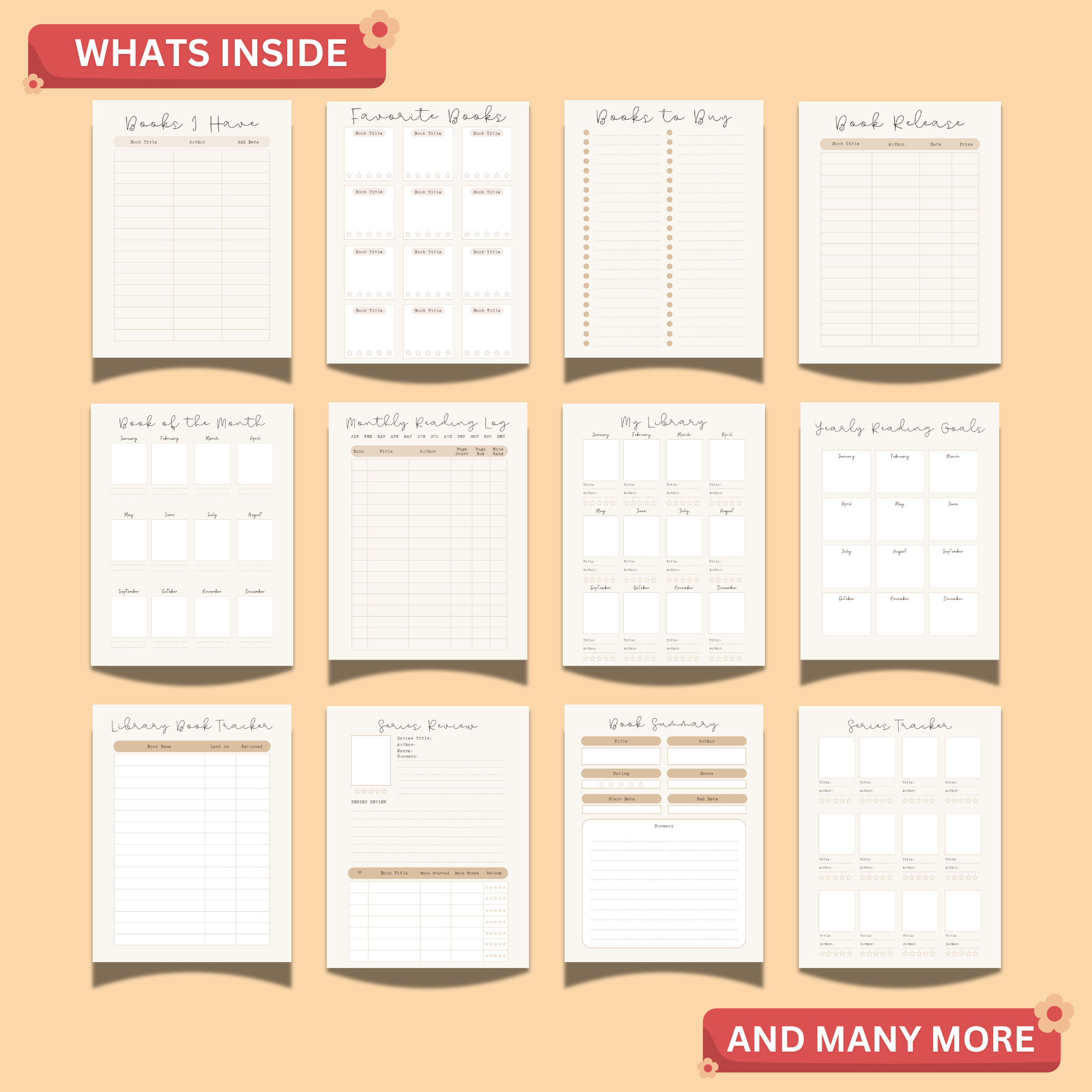 Beige Reading Planner Printable PDF | 70-Page Book Journal & Reading Tracker 3 Beige Reading Planner Printable PDF | 70-Page Book Journal & Reading Tracker - Image 3