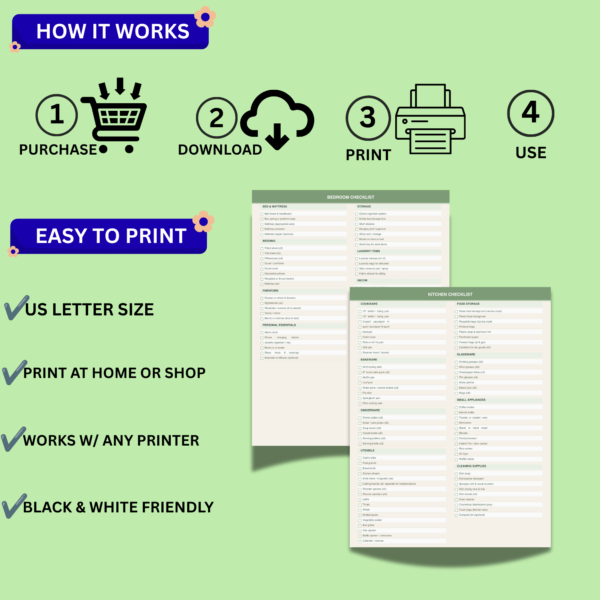 New Home Essentials Checklist Printable PDF – Moving House Planner ...
