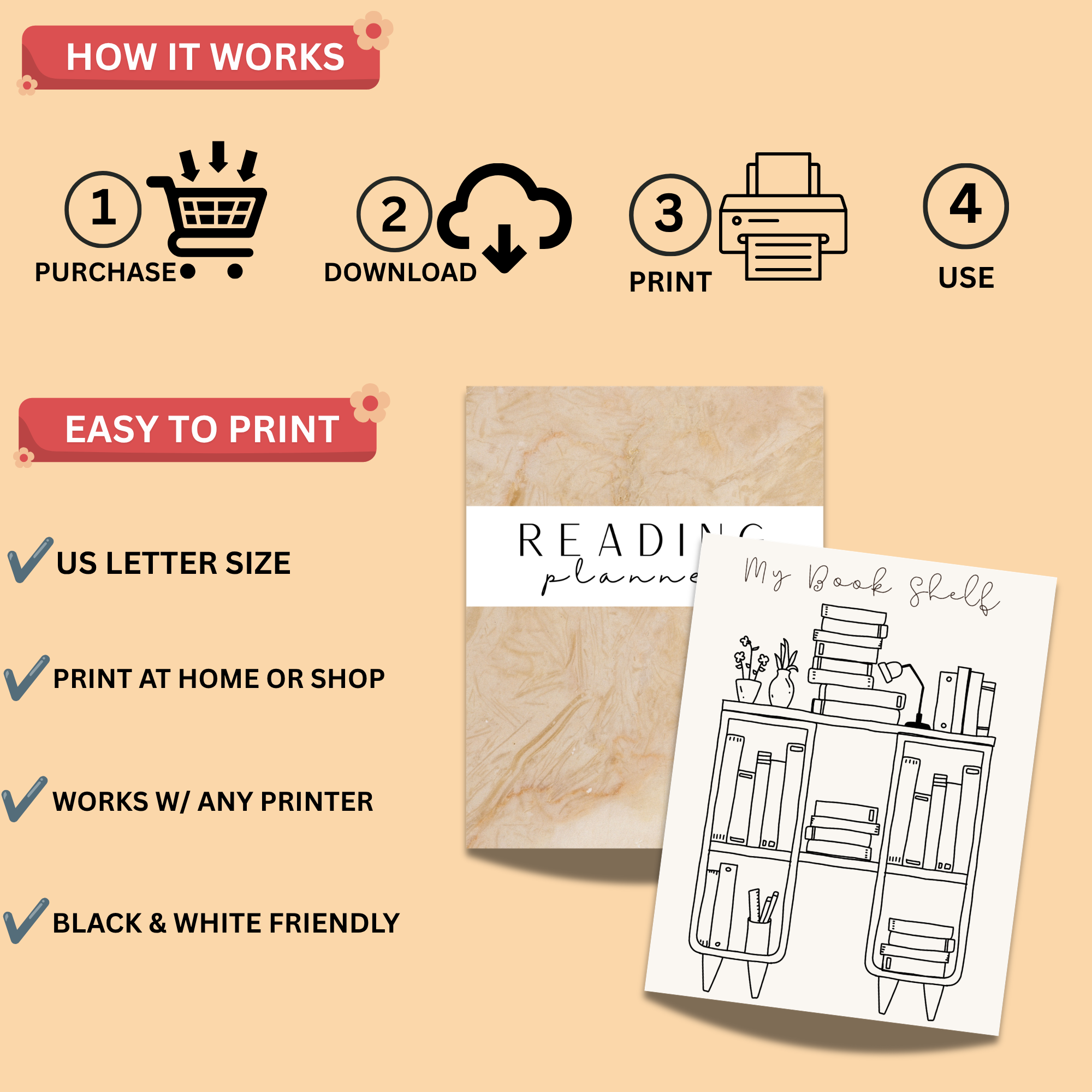 Beige Reading Planner Printable PDF | 70-Page Book Journal & Reading Tracker 4 Beige Reading Planner Printable PDF | 70-Page Book Journal & Reading Tracker - Image 4