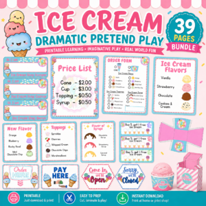 Ice Cream Shop Dramatic Play Printable Pack | 39 Pages