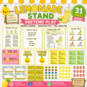 Lemonade Stand Dramatic Play for Kids Printable Kit, Print and Cut Activity for Children (Digital Download)
