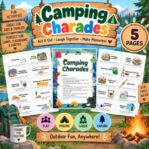 Camping Charades Printable Game | 5-Page PDF Family Camping Activity