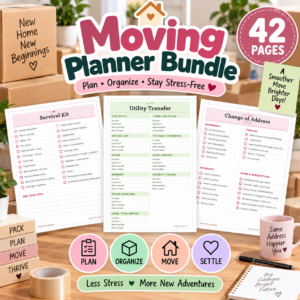 Printable Moving Planner Bundle | Moving Checklist & Relocation Organizer PDF