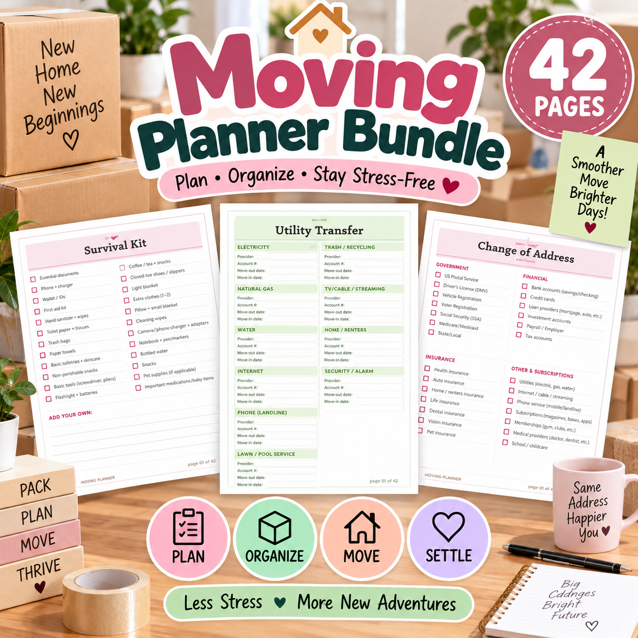 Printable Moving Planner Bundle | Moving Checklist & Relocation Organizer PDF 1 Printable Moving Planner Bundle | Moving Checklist & Relocation Organizer PDF