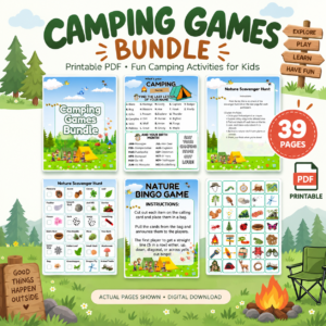Camping Games Bundle Printable | 39-Page Outdoor Activity Pack for Kids & Families