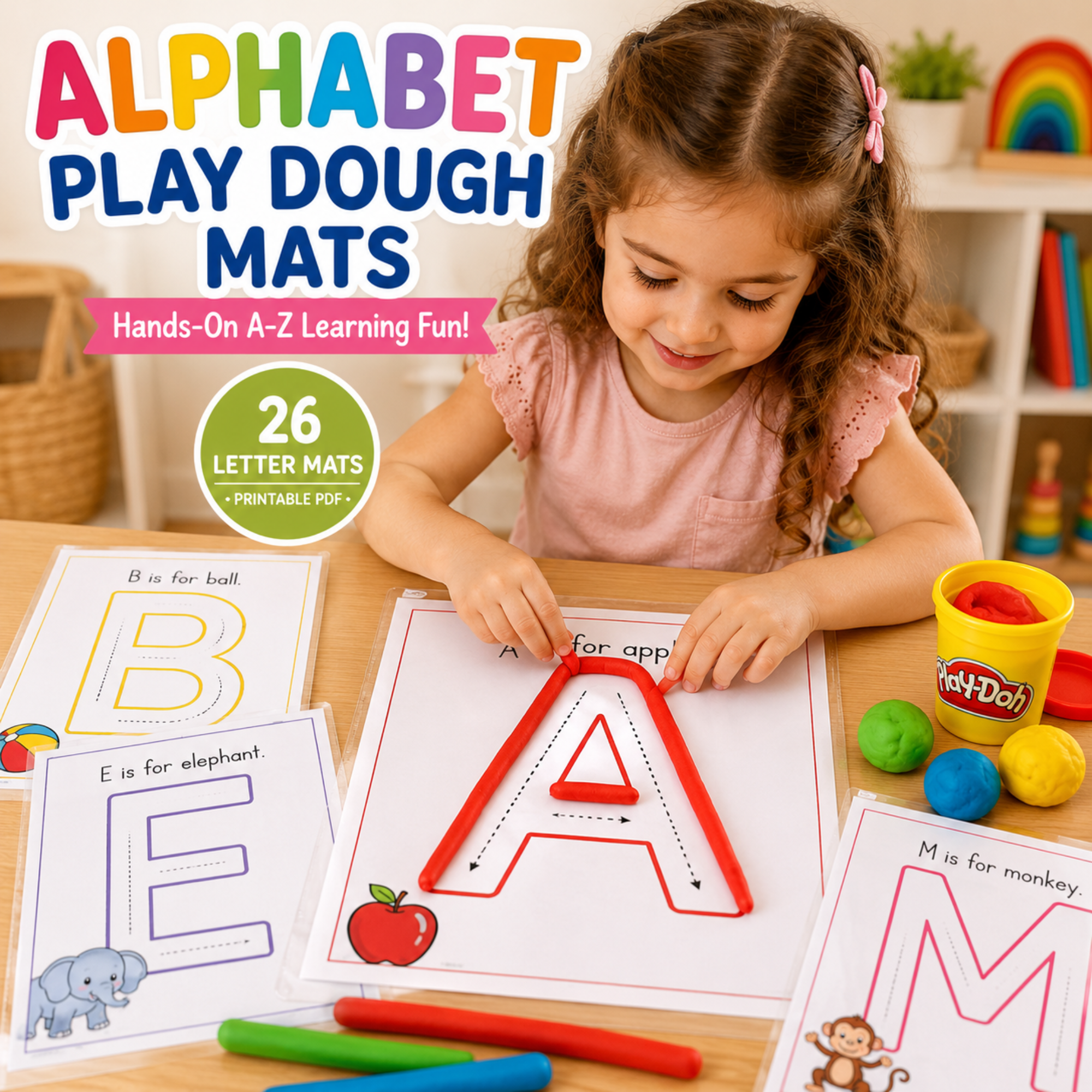 Alphabet Play Dough Mats A–Z Printable PDF 1 Alphabet play dough mats A–Z printable PDF with 26 letter activities for preschool and fine motor learning