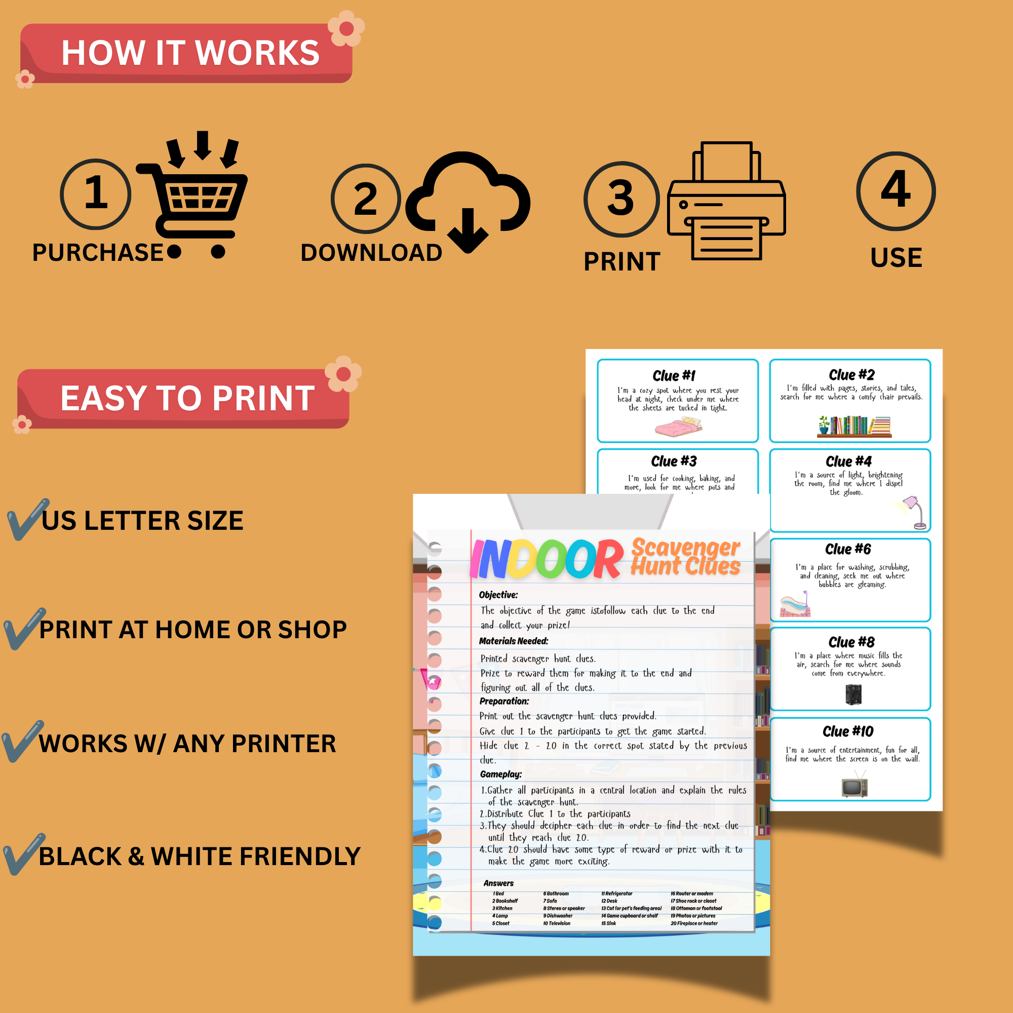 Indoor Scavenger Hunt Clues Printable PDF Activity for Children 3 Indoor Scavenger Hunt Clues Printable PDF Activity for Children - Image 3