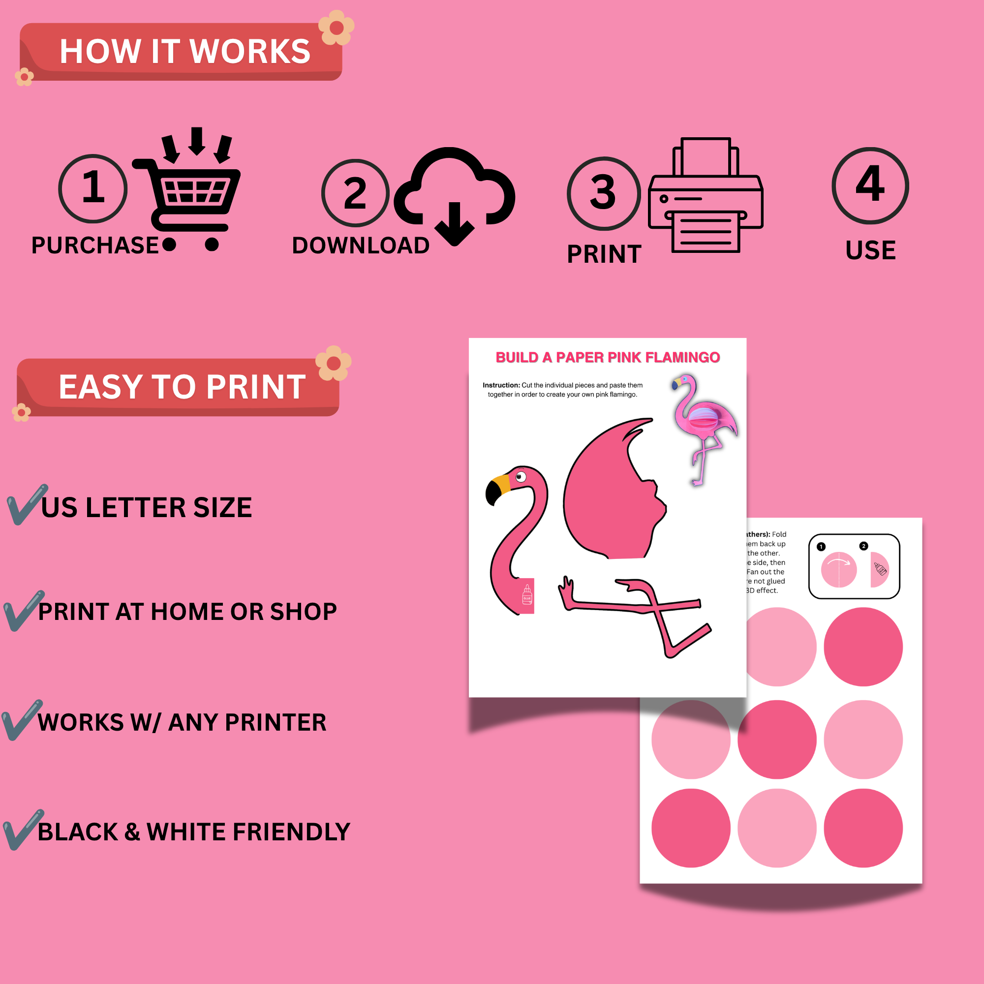 Build a Pink Flamingo Craft for Kids – 3D Cut & Paste Printable 3 Build a Pink Flamingo Craft for Kids – 3D Cut & Paste Printable - Image 3