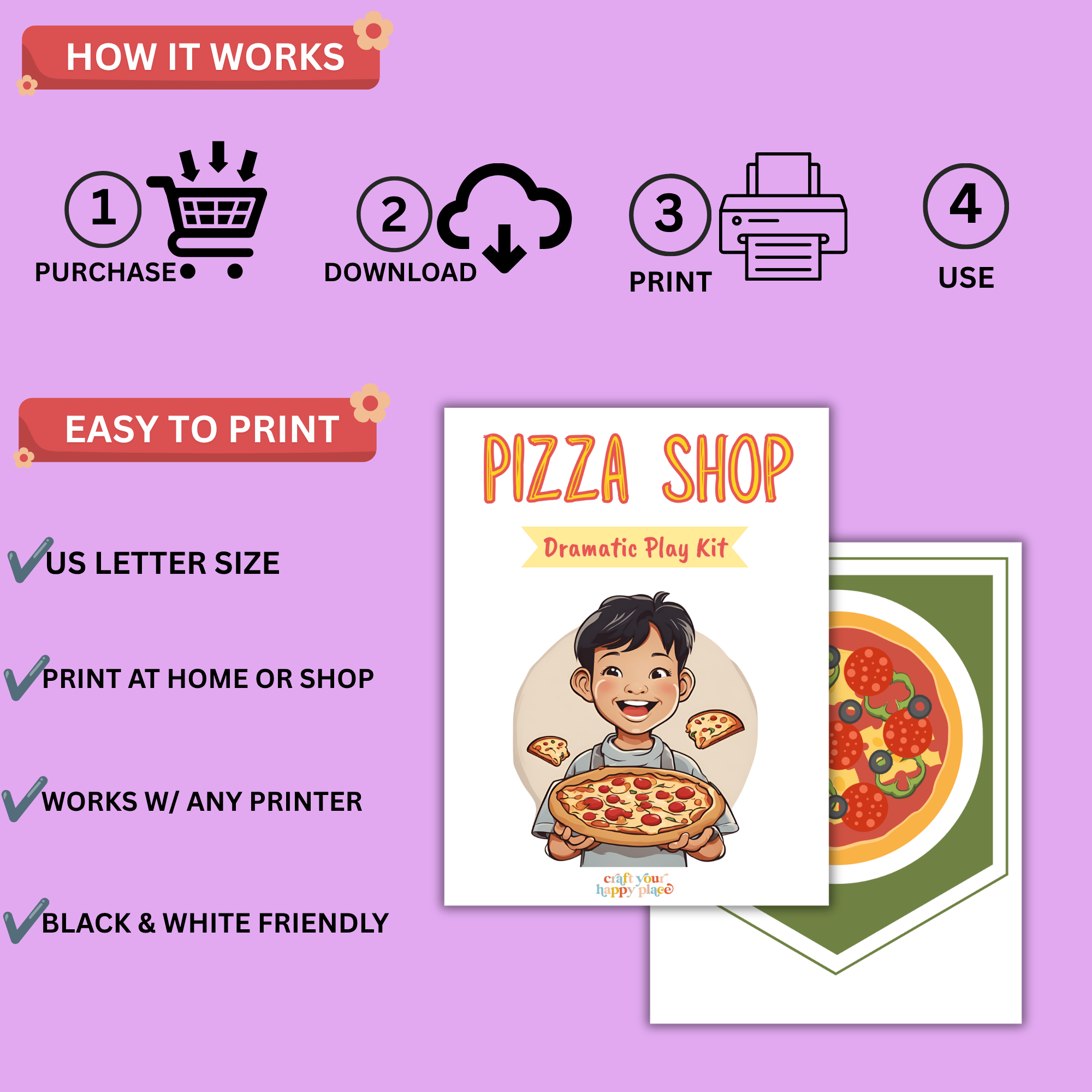 Pizza Shop Dramatic Play Kit Printable PDF | Preschool Pretend Play Center 3 Pizza Shop Dramatic Play Kit Printable PDF | Preschool Pretend Play Center - Image 3