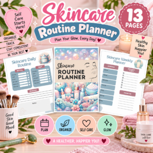 Skincare Routine Planner Printable PDF | Daily & Weekly Beauty Tracker | Self Care Journal | Instant Download