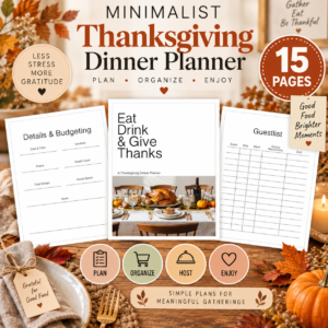Thanksgiving Dinner Planner Printable | 15-Page Holiday Meal Planning PDF