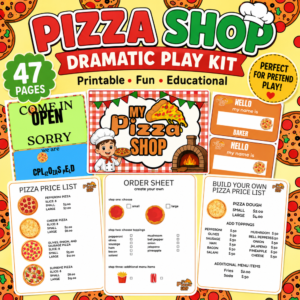 Pizza Shop Dramatic Play Printable Set – 47-Page Pretend Play PDF