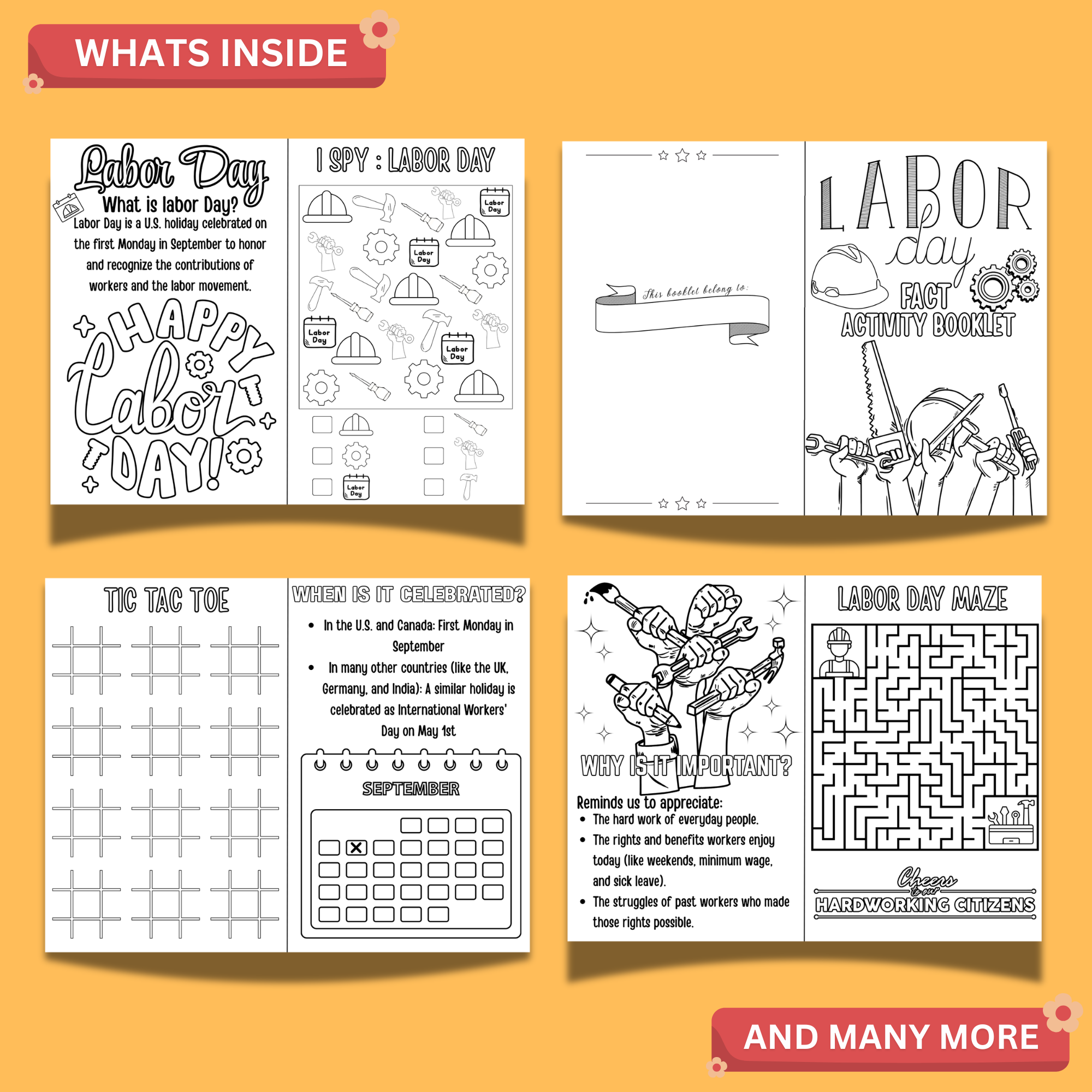 Labor Day Activity Book for Kids – 26 Printable Worksheets & Puzzles 2 Labor Day Activity Book for Kids – 26 Printable Worksheets & Puzzles - Image 2
