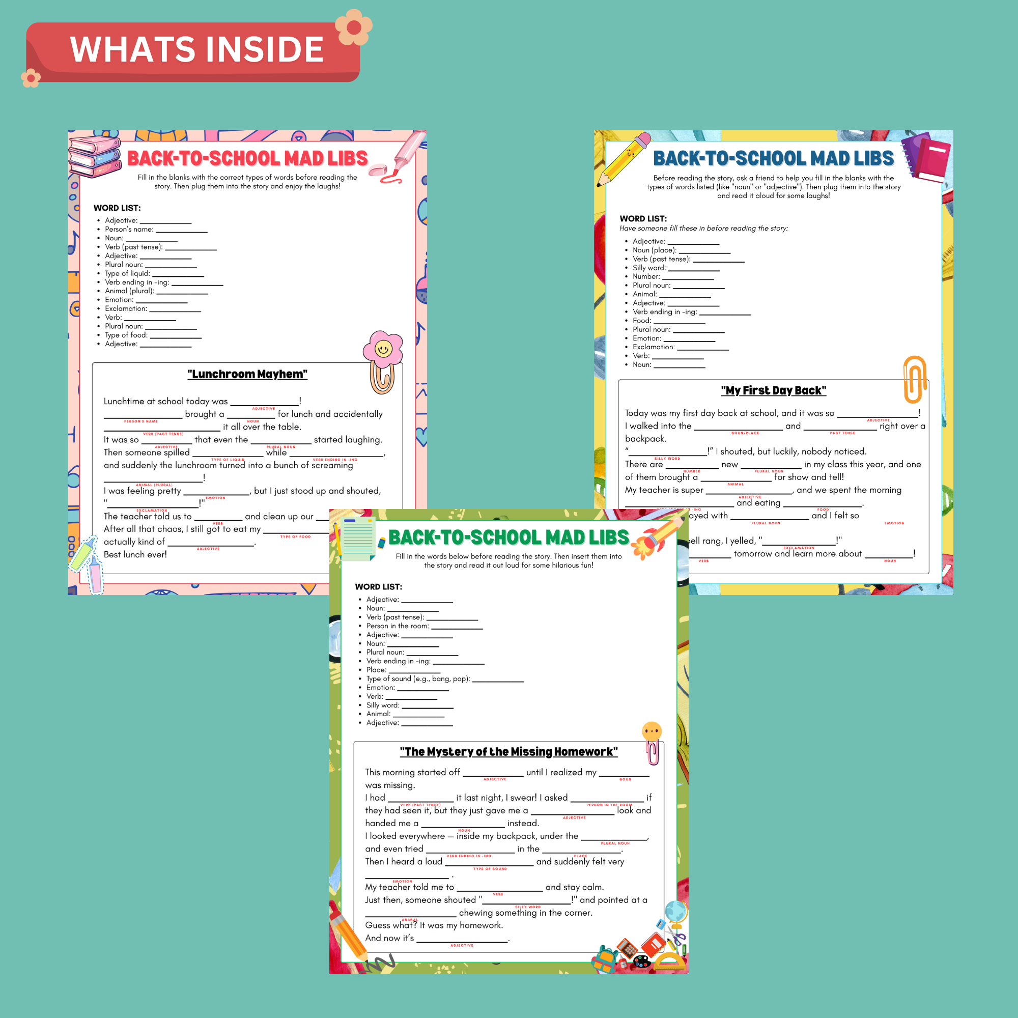 Back to School Mad Libs Printable – Fun First Day Activity 2 Back to School Mad Libs Printable – Fun First Day Activity - Image 2