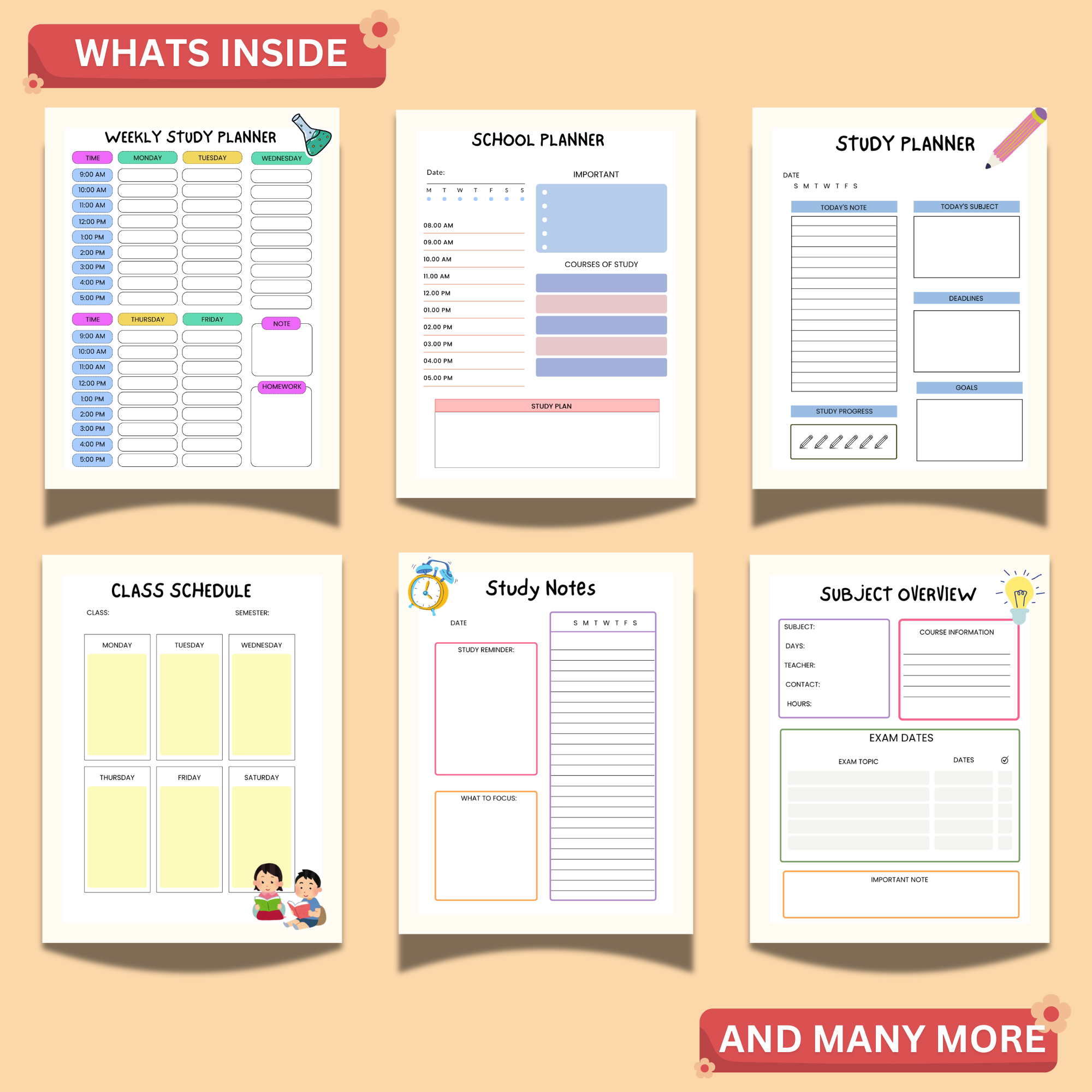 Student Planner & Journal Printable Bundle | 38-Page Study Planner PDF 2 Student Planner & Journal Printable Bundle | 38-Page Study Planner PDF - Image 2