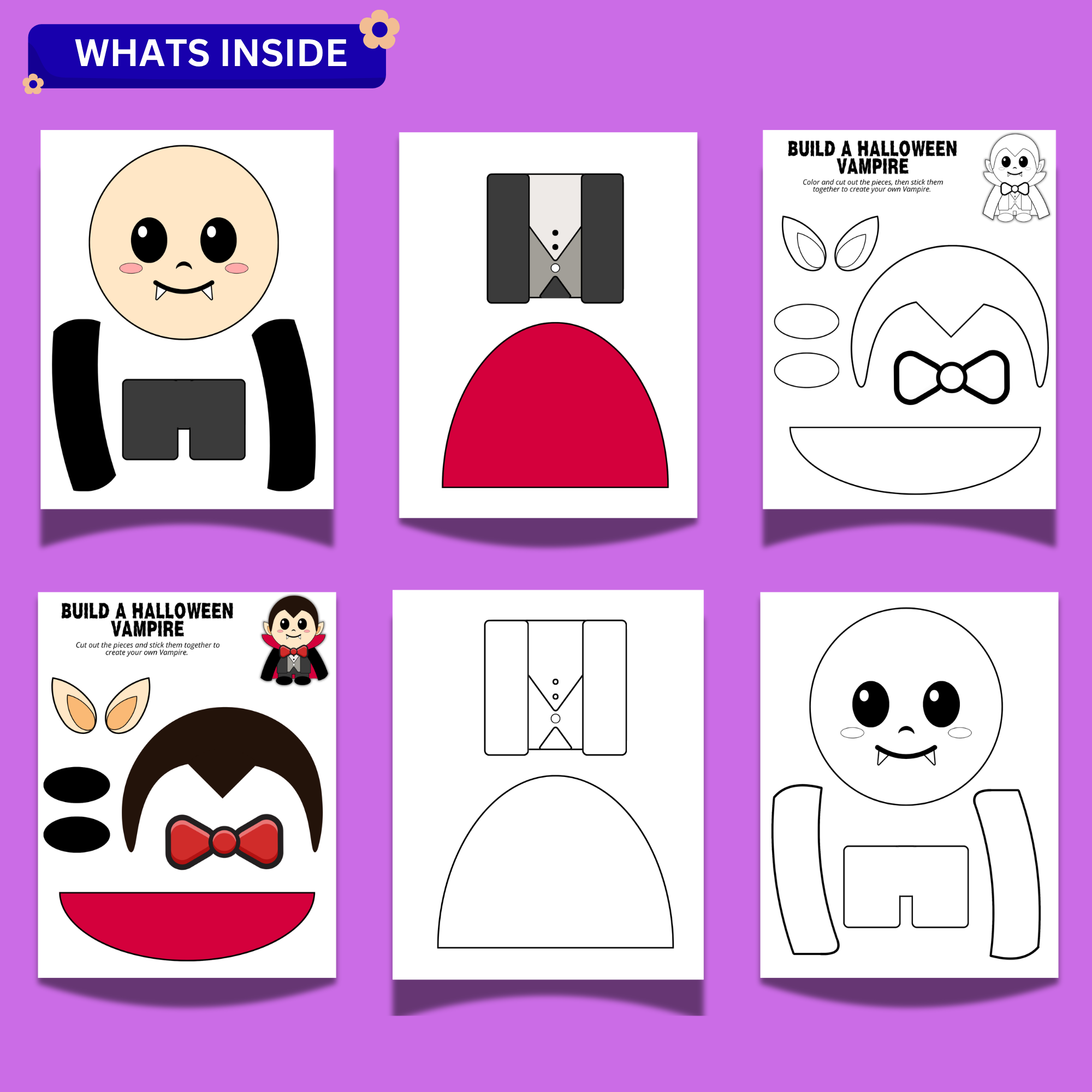 Build a Halloween Vampire Cut and Paste Activity - 6 Page Printable 2 Build a Halloween Vampire Cut and Paste Activity - 6 Page Printable - Image 2