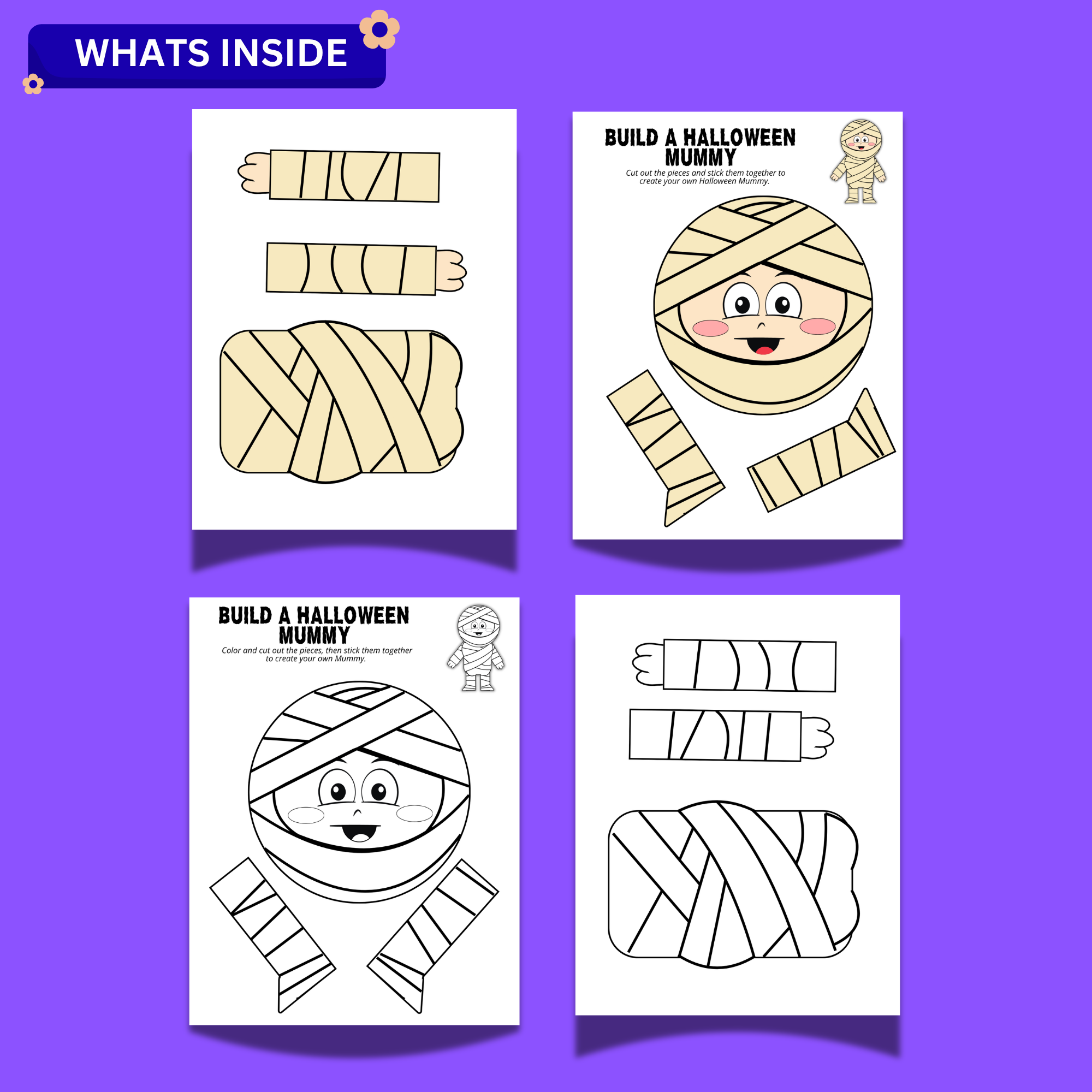 Build a Halloween Mummy Printable – Color, Cut & Paste Activity 2 Build a Halloween Mummy Printable – Color, Cut & Paste Activity - Image 2