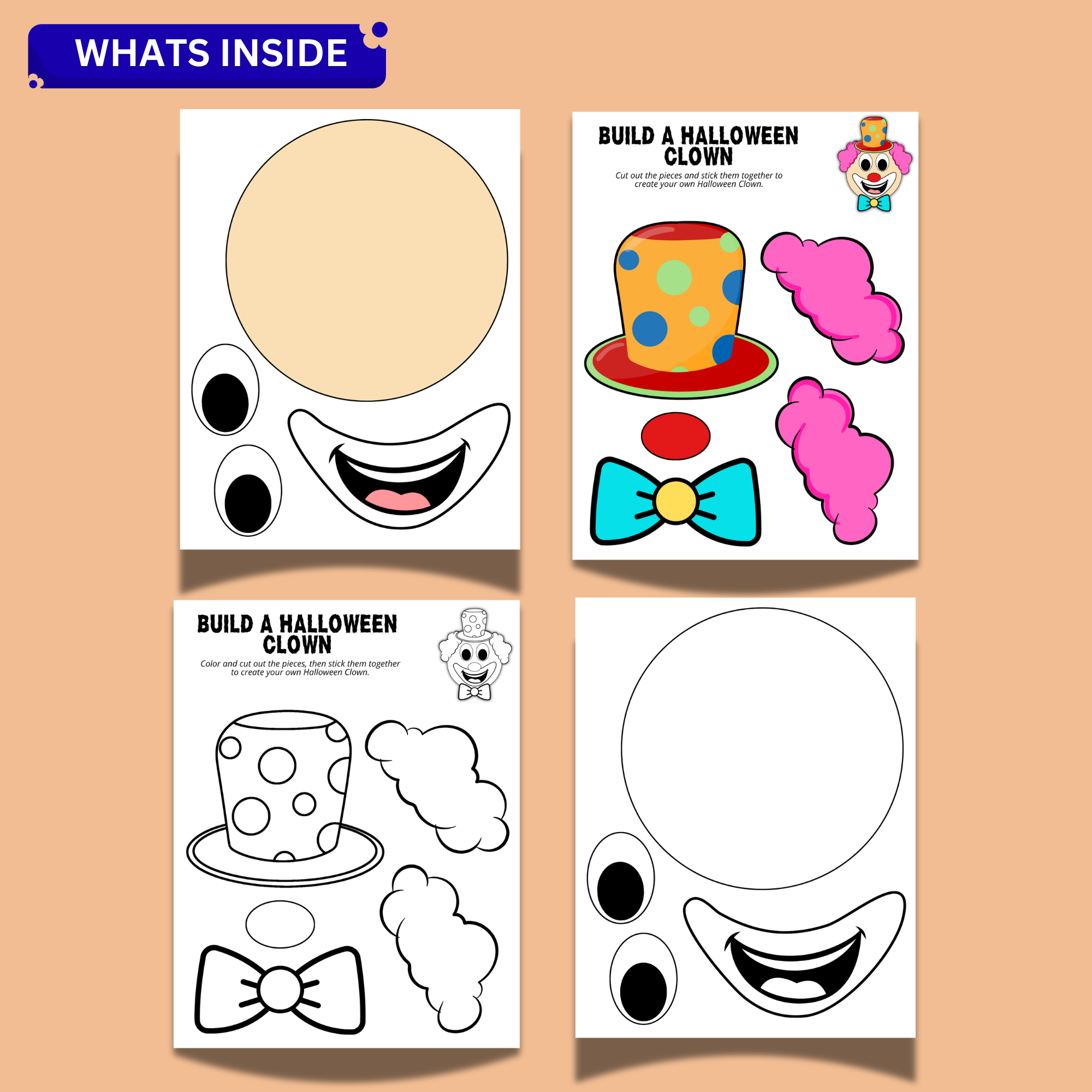 Build a Halloween Clown Printable Craft for Kids 3 Build a Halloween Clown Printable Craft for Kids - Image 3