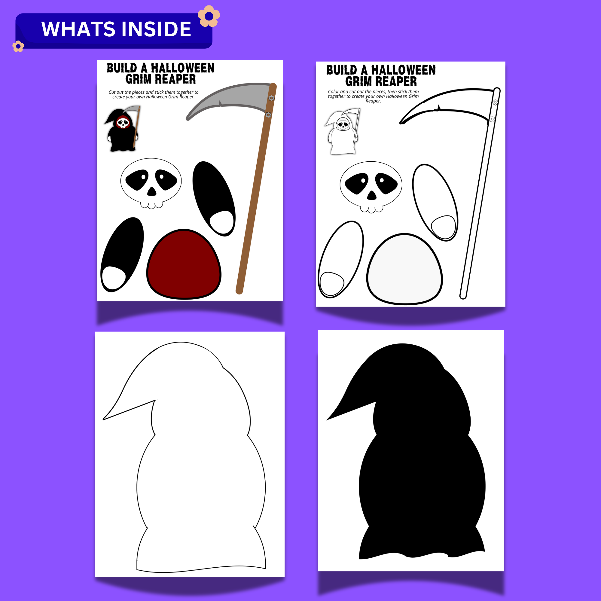 Build a Halloween Grim Reaper Printable Craft | Cut & Paste Halloween Activity for Kids 2 Build a Halloween Grim Reaper Printable Craft | Cut & Paste Halloween Activity for Kids - Image 2
