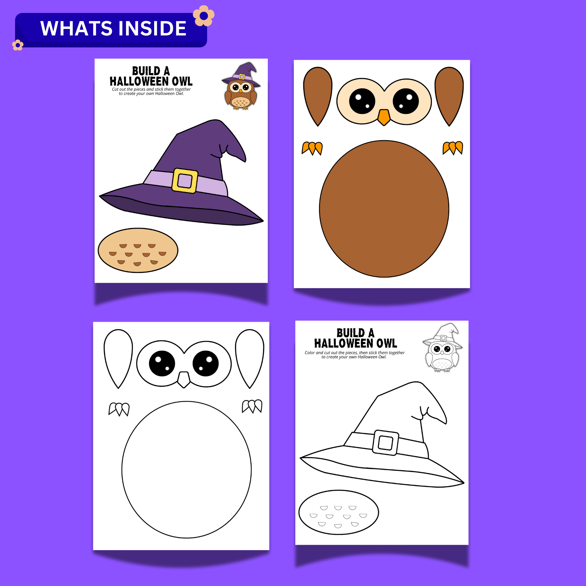 Build a Halloween Owl Printable Craft | Cut & Paste Halloween Activity for Kids 2 Build a Halloween Owl Printable Craft | Cut & Paste Halloween Activity for Kids - Image 2