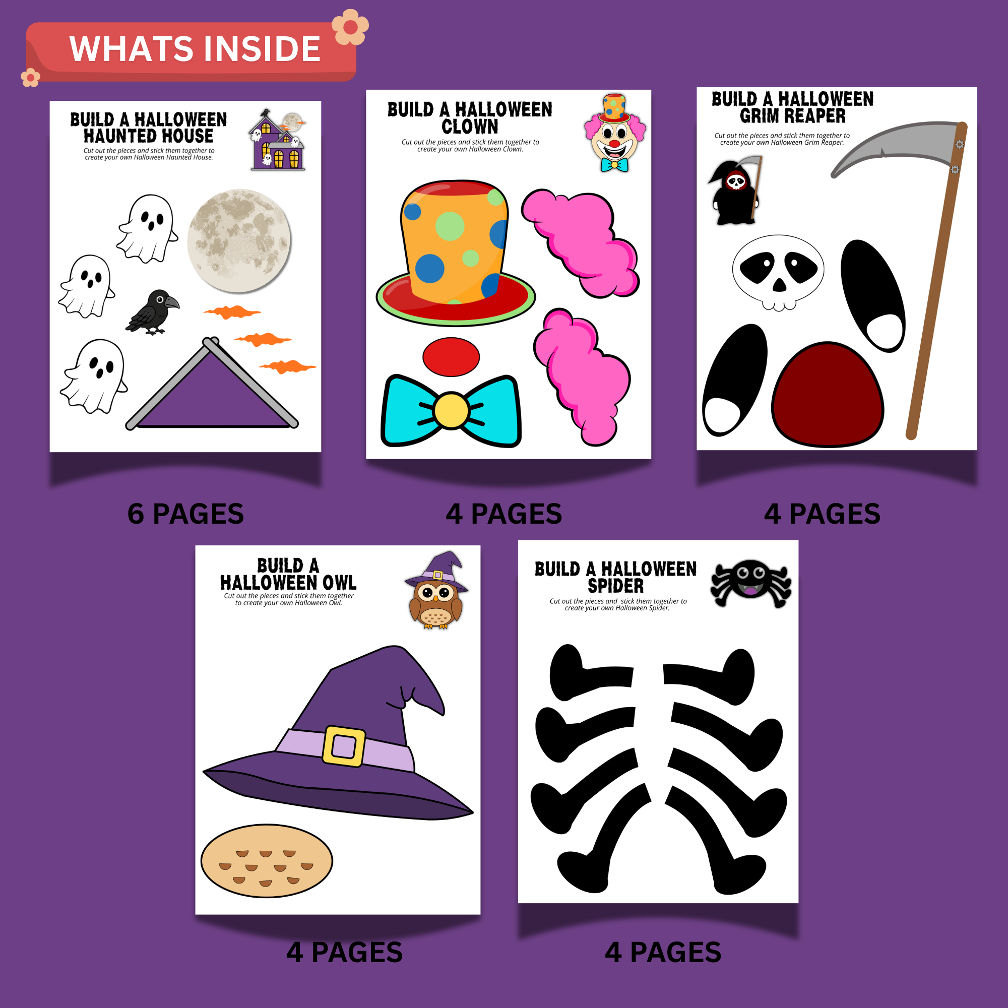 Halloween Craft Bundle for Kids – 5 Printable Cut & Paste Activities 2 Halloween Craft Bundle for Kids – 5 Printable Cut & Paste Activities - Image 2