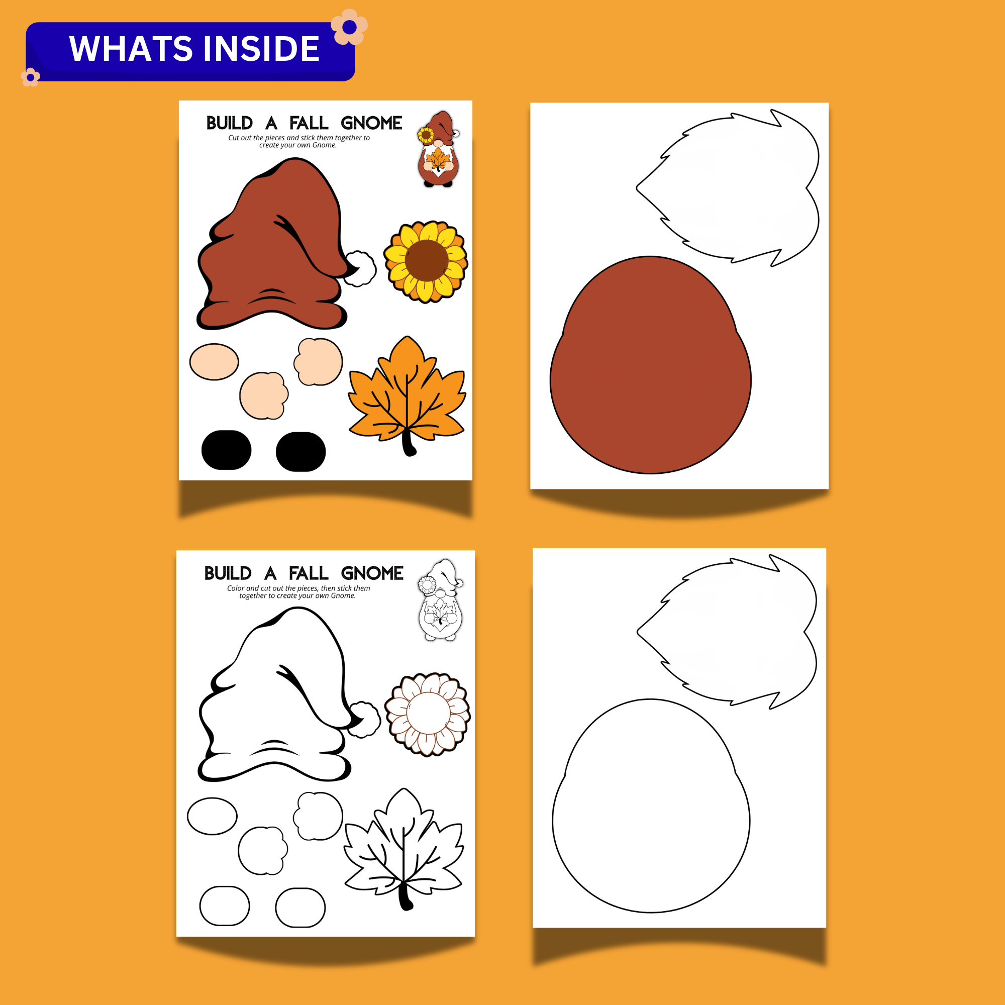 Build a Fall Gnome Printable Craft | Cut, Color & Paste Activity 2 Build a Fall Gnome Printable Craft | Cut, Color & Paste Activity - Image 2