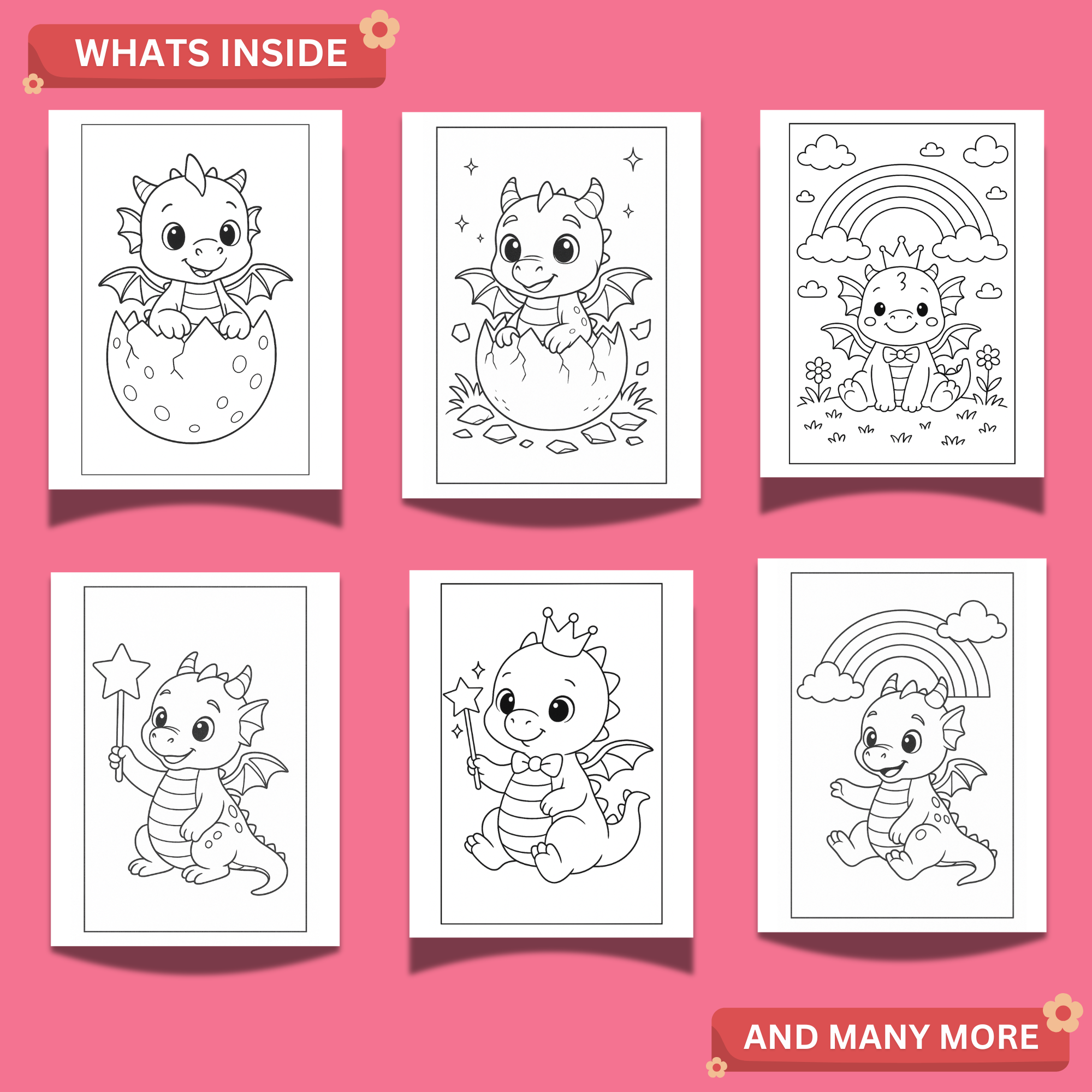 Cute Baby Dragon Coloring Book Printable PDF | 25 Easy Dragon Coloring Pages for Kids 2 Cute Baby Dragon Coloring Book Printable PDF | 25 Easy Dragon Coloring Pages for Kids - Image 2