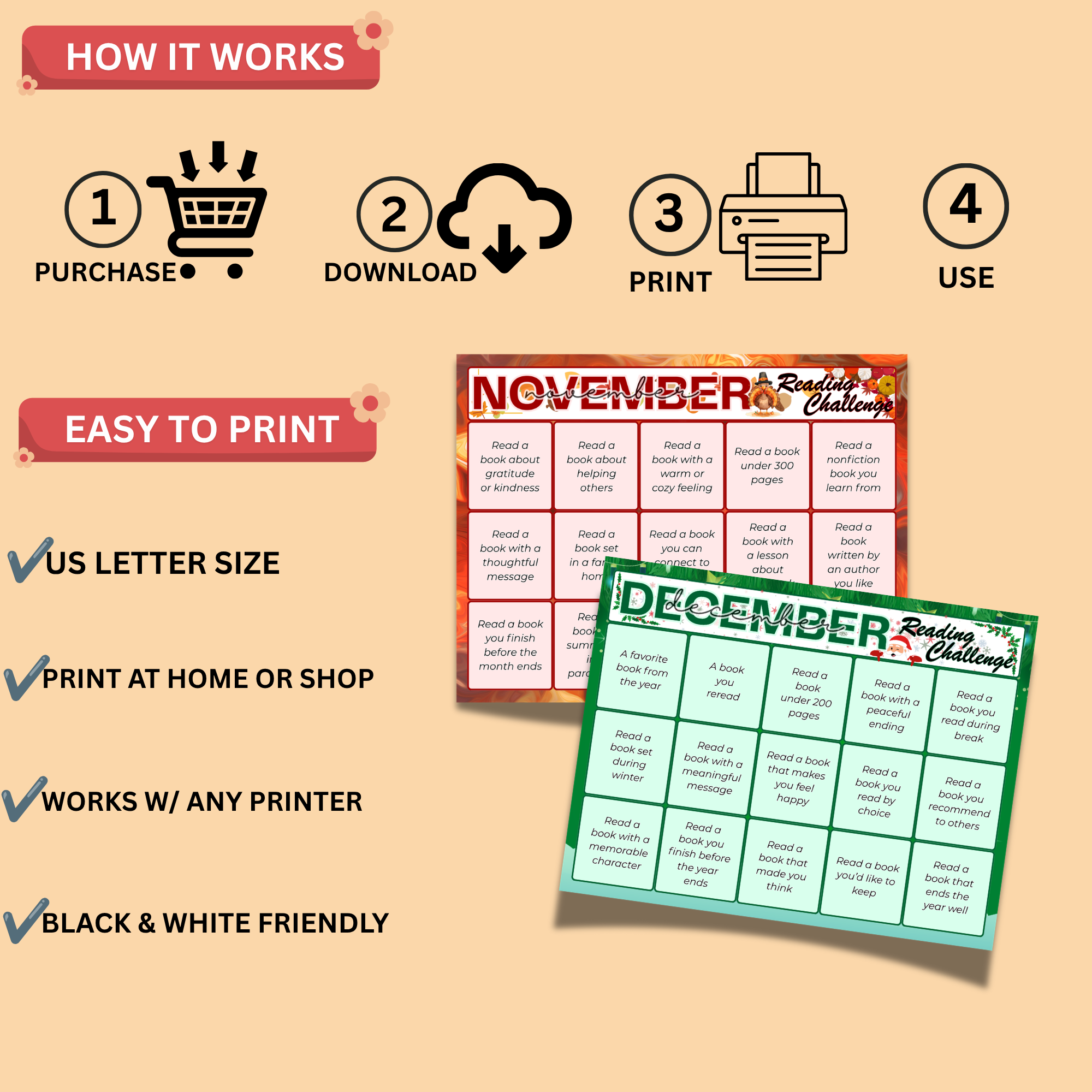 12 Monthly Reading Challenge Bundle Printable PDF 3 12 Monthly Reading Challenge Bundle Printable PDF - Image 3