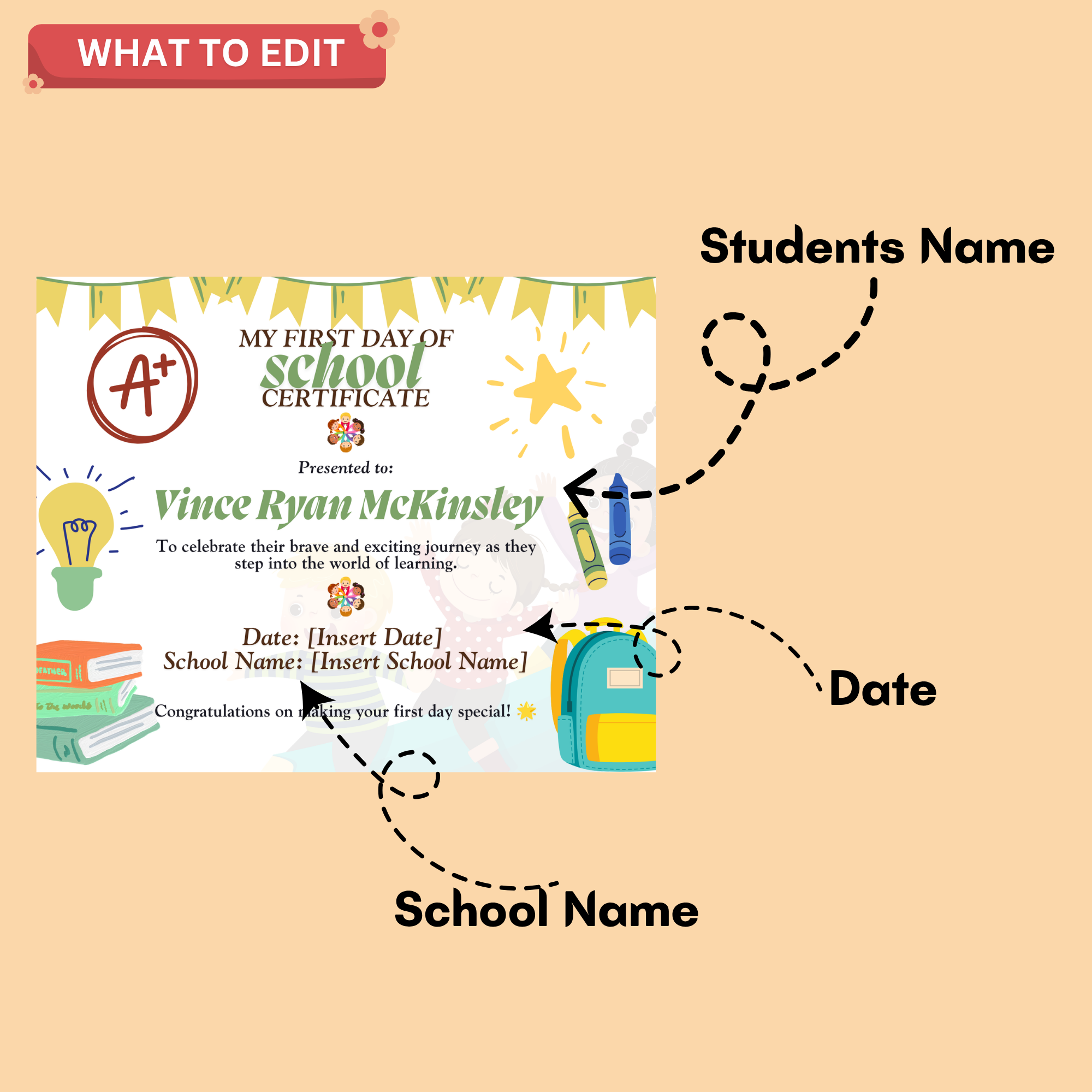 My First Day of School Certificate | Editable Printable Certificate 3 My First Day of School Certificate | Editable Printable Certificate - Image 3