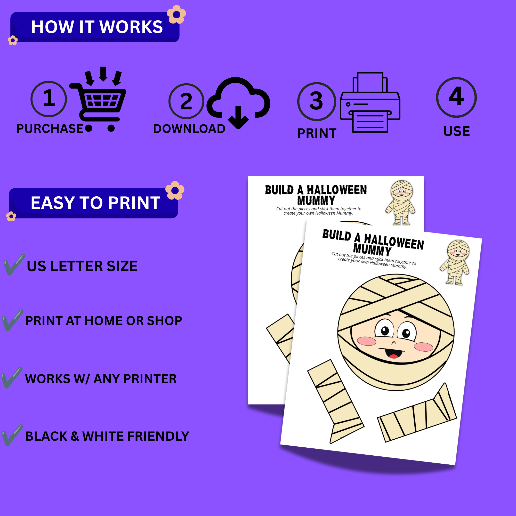 Build a Halloween Mummy Printable – Color, Cut & Paste Activity 3 Build a Halloween Mummy Printable – Color, Cut & Paste Activity - Image 3