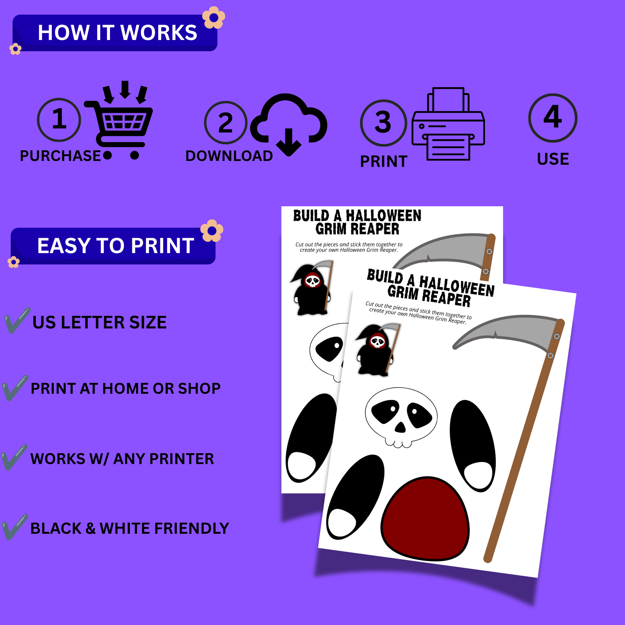 Build a Halloween Grim Reaper Printable Craft | Cut & Paste Halloween Activity for Kids 3 Build a Halloween Grim Reaper Printable Craft | Cut & Paste Halloween Activity for Kids - Image 3