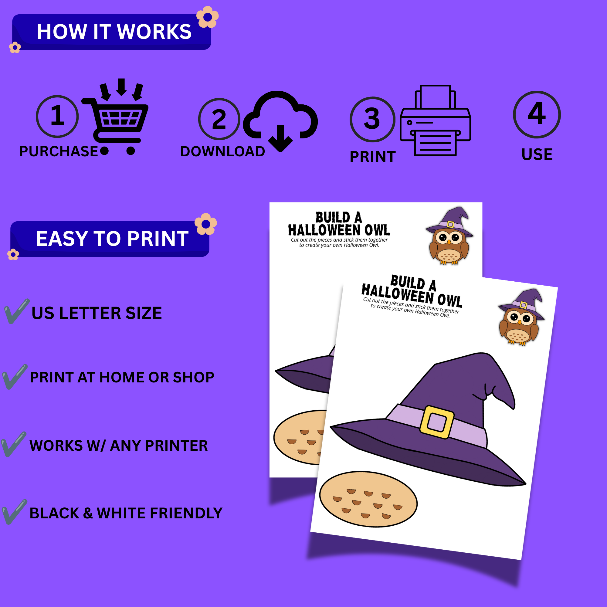 Build a Halloween Owl Printable Craft | Cut & Paste Halloween Activity for Kids 3 Build a Halloween Owl Printable Craft | Cut & Paste Halloween Activity for Kids - Image 3