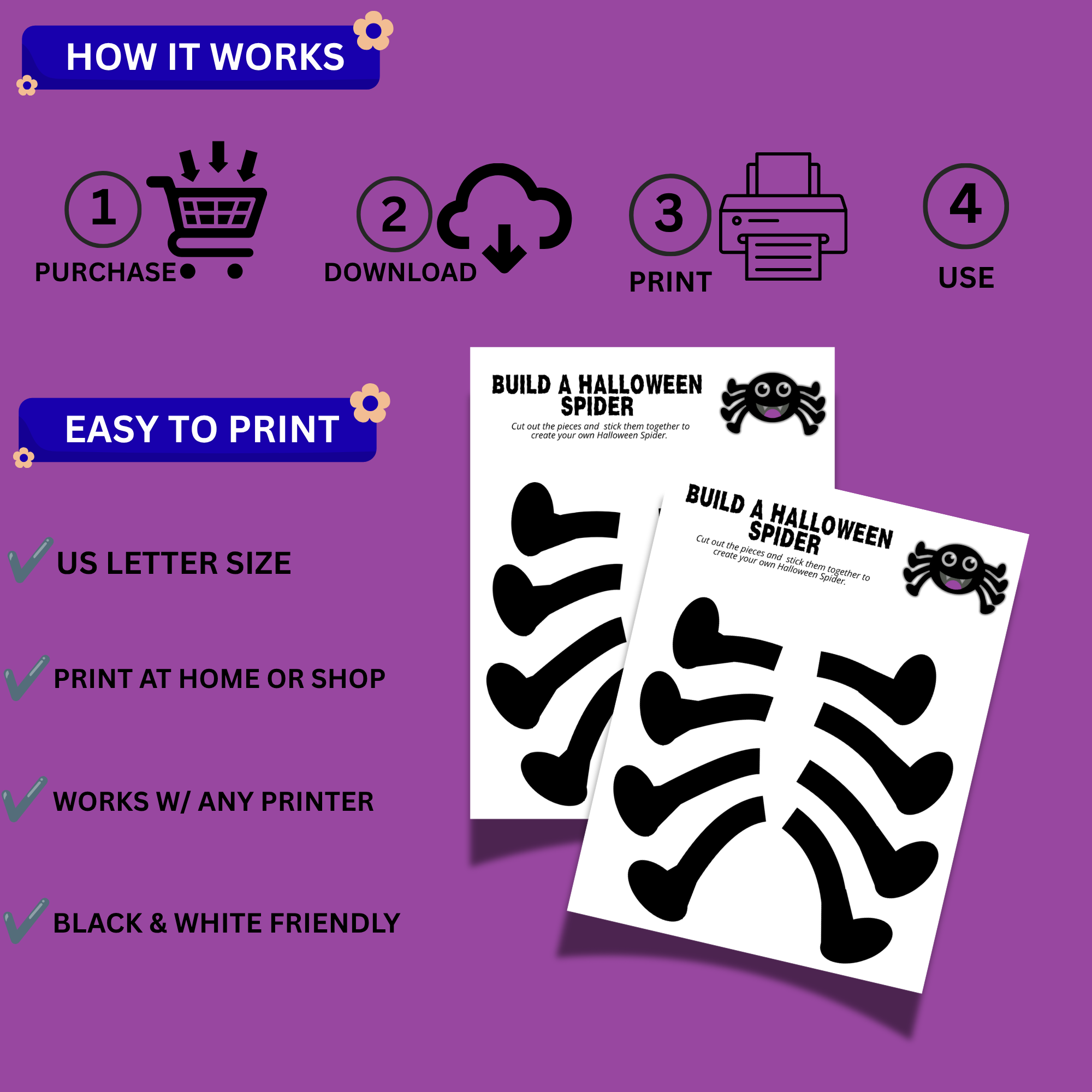Build a Halloween Spider Printable Craft for Kids | Cut & Paste Activity 3 Build a Halloween Spider Printable Craft for Kids | Cut & Paste Activity - Image 3
