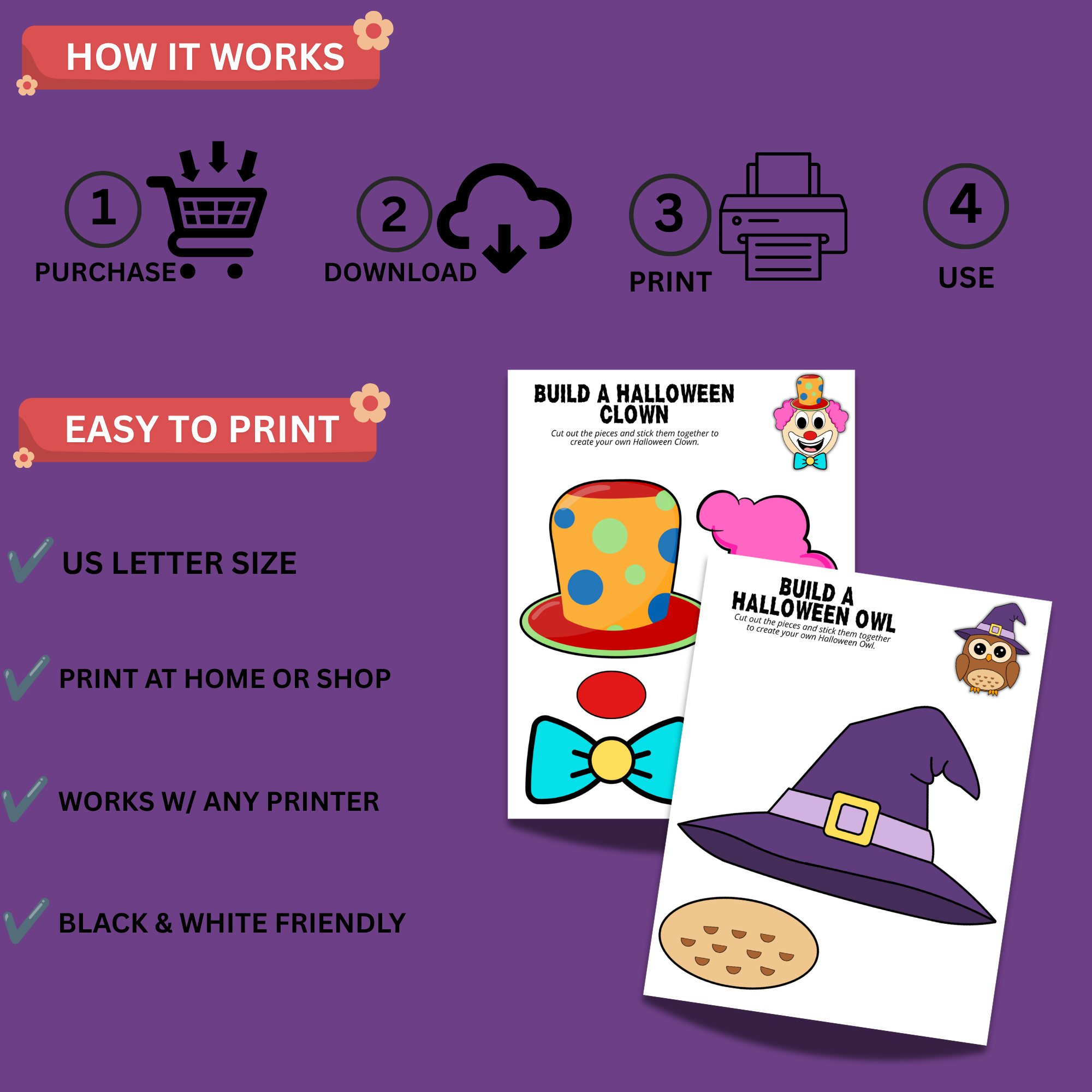 Halloween Craft Bundle for Kids – 5 Printable Cut & Paste Activities 3 Halloween Craft Bundle for Kids – 5 Printable Cut & Paste Activities - Image 3