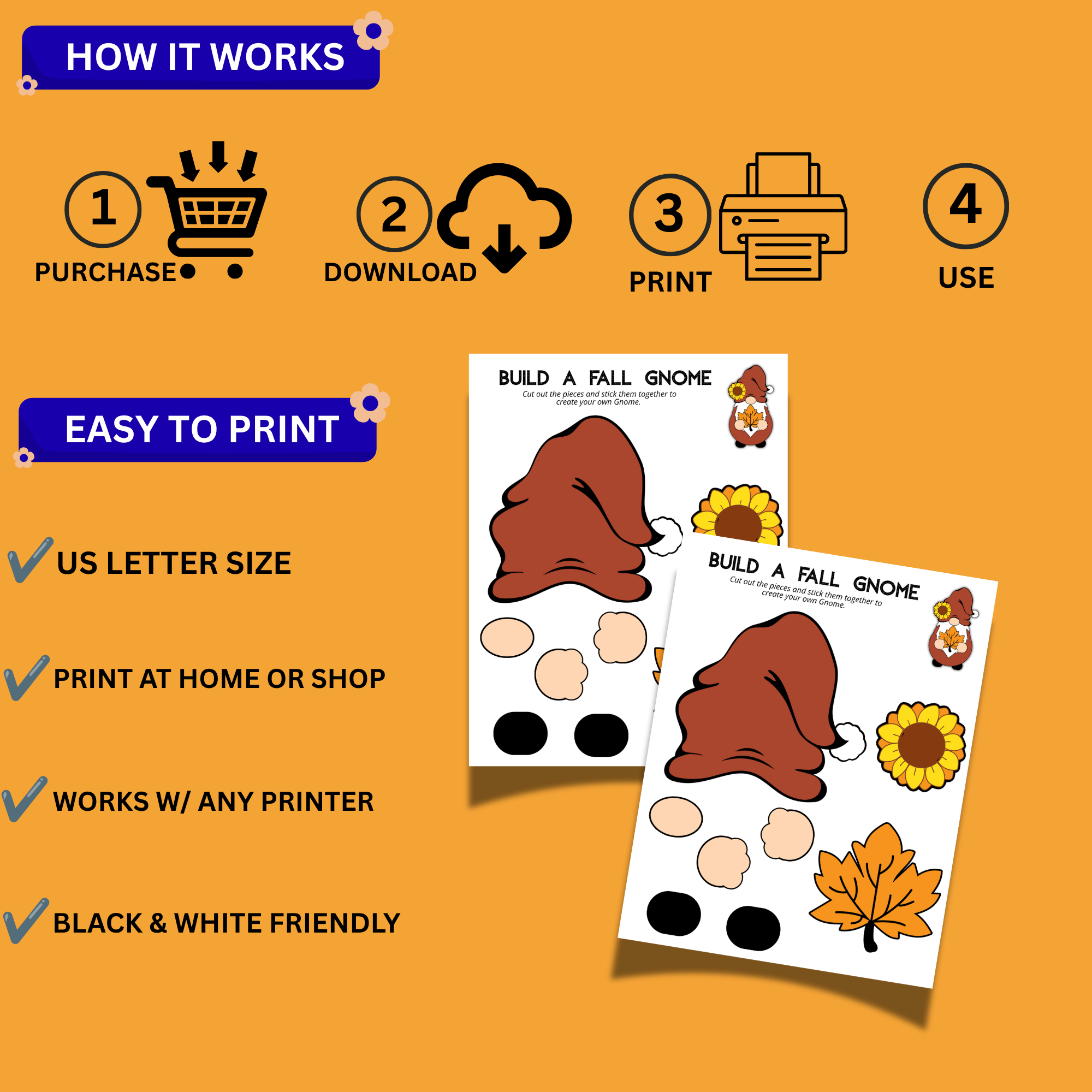 Build a Fall Gnome Printable Craft | Cut, Color & Paste Activity 3 Build a Fall Gnome Printable Craft | Cut, Color & Paste Activity - Image 3