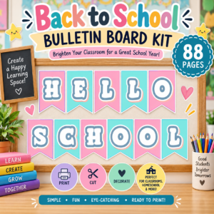 Back to School Bulletin Board Kit – 88-Page Printable Classroom Decor