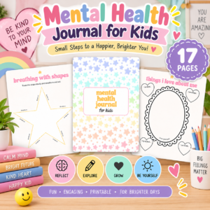 Mental Health Journal for Kids Printable PDF | Social Emotional Learning (SEL) Workbook | 15 Printable Activities