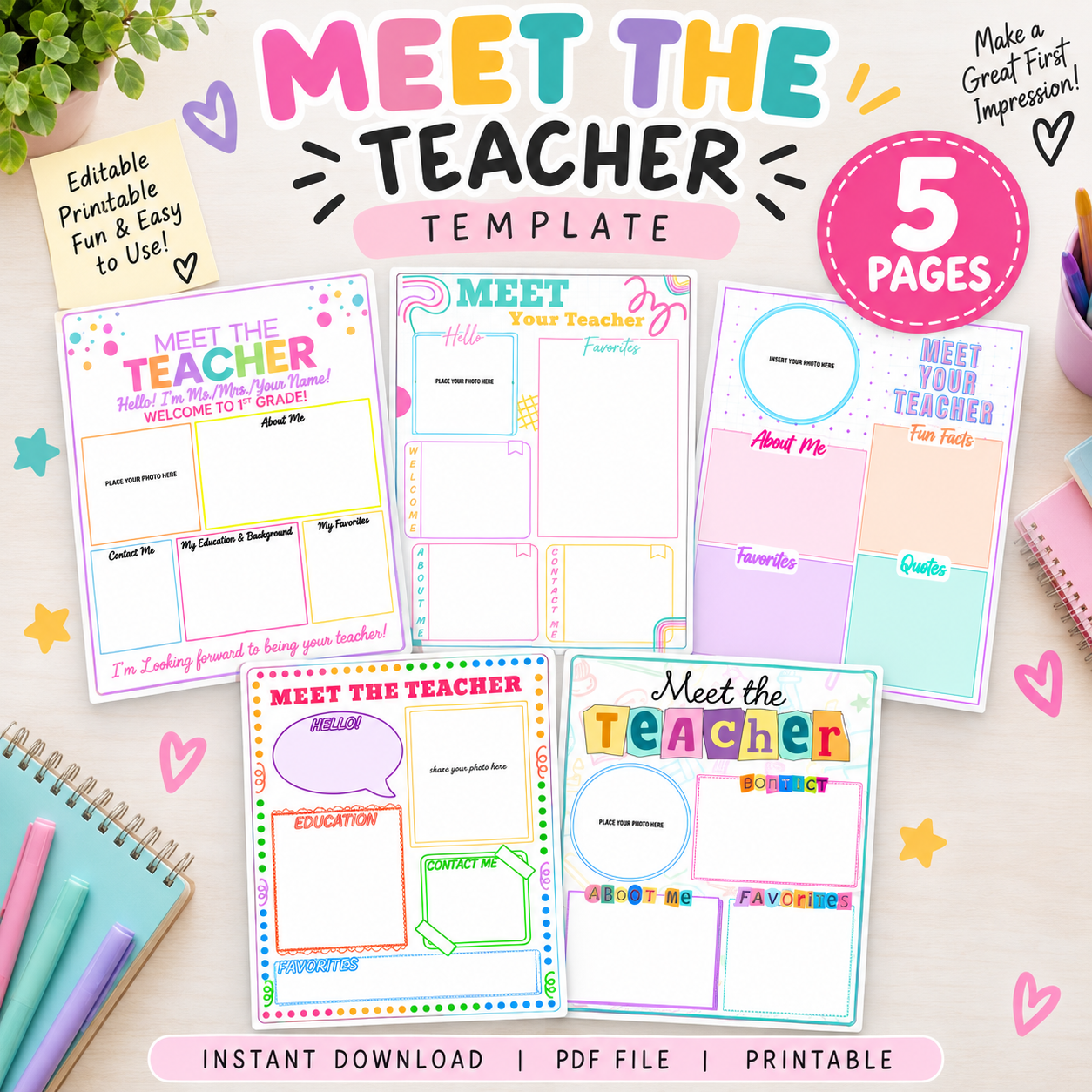 Editable Meet the Teacher Templates | 5 Teacher Introduction Templates 1 Editable Meet the Teacher Templates | 5 Teacher Introduction Templates