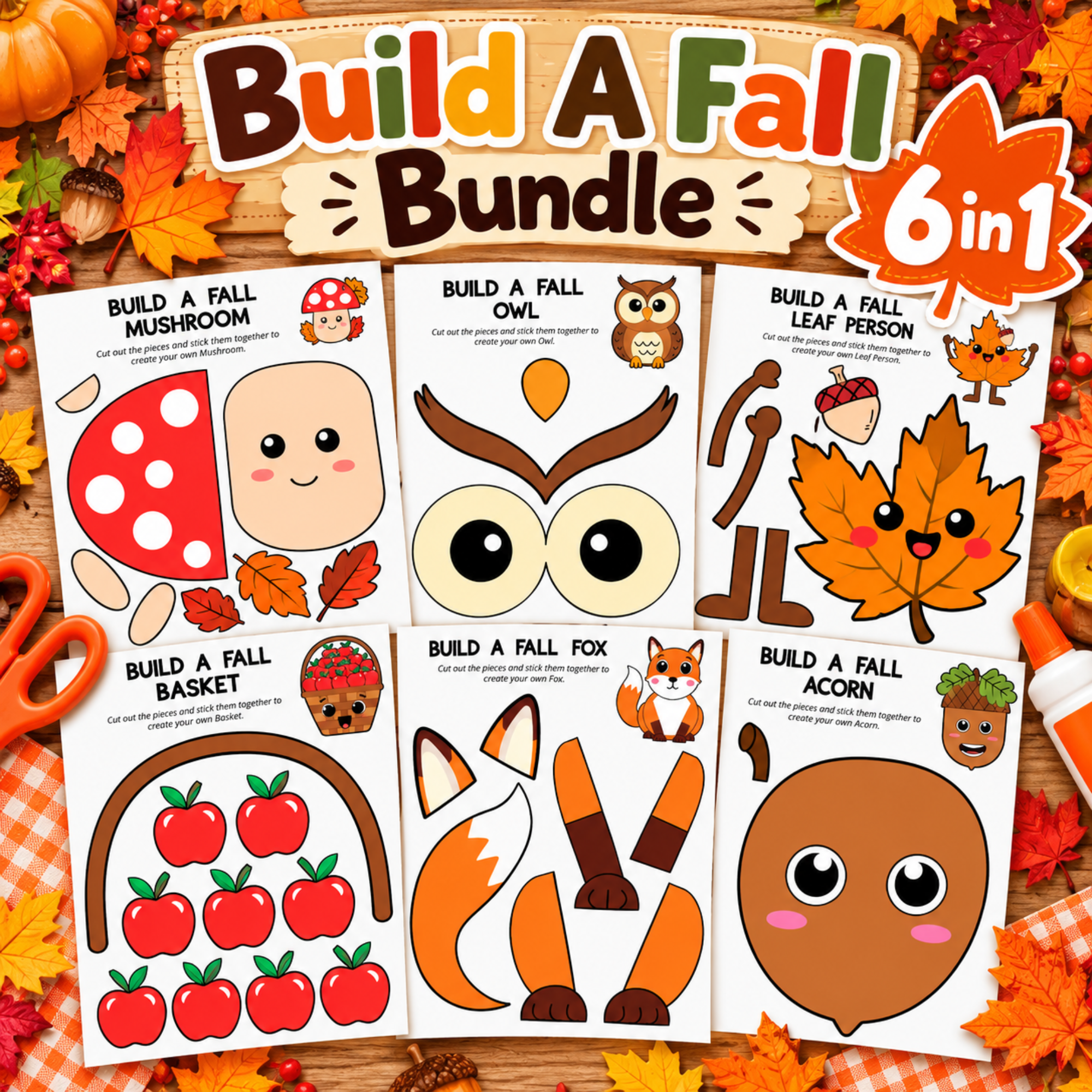 Build a Fall Bundle 6 in 1 – Printable Fall Crafts for Kids 1 Build a Fall Bundle 6 in 1 – Printable Fall Crafts for Kids