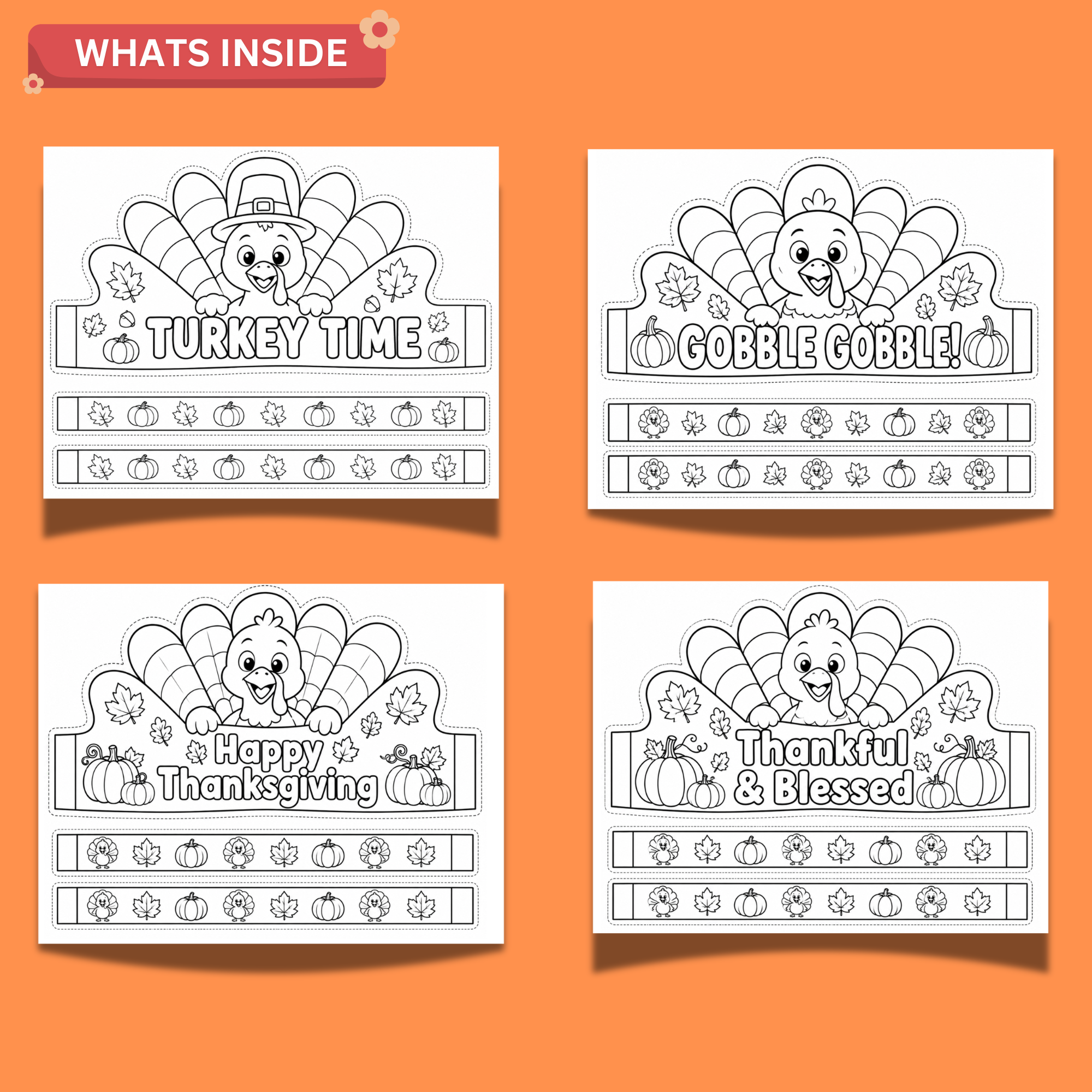 Thanksgiving Crowns Printable – 4 Turkey Crown Crafts for Kids 2 Thanksgiving Crowns Printable – 4 Turkey Crown Crafts for Kids - Image 2