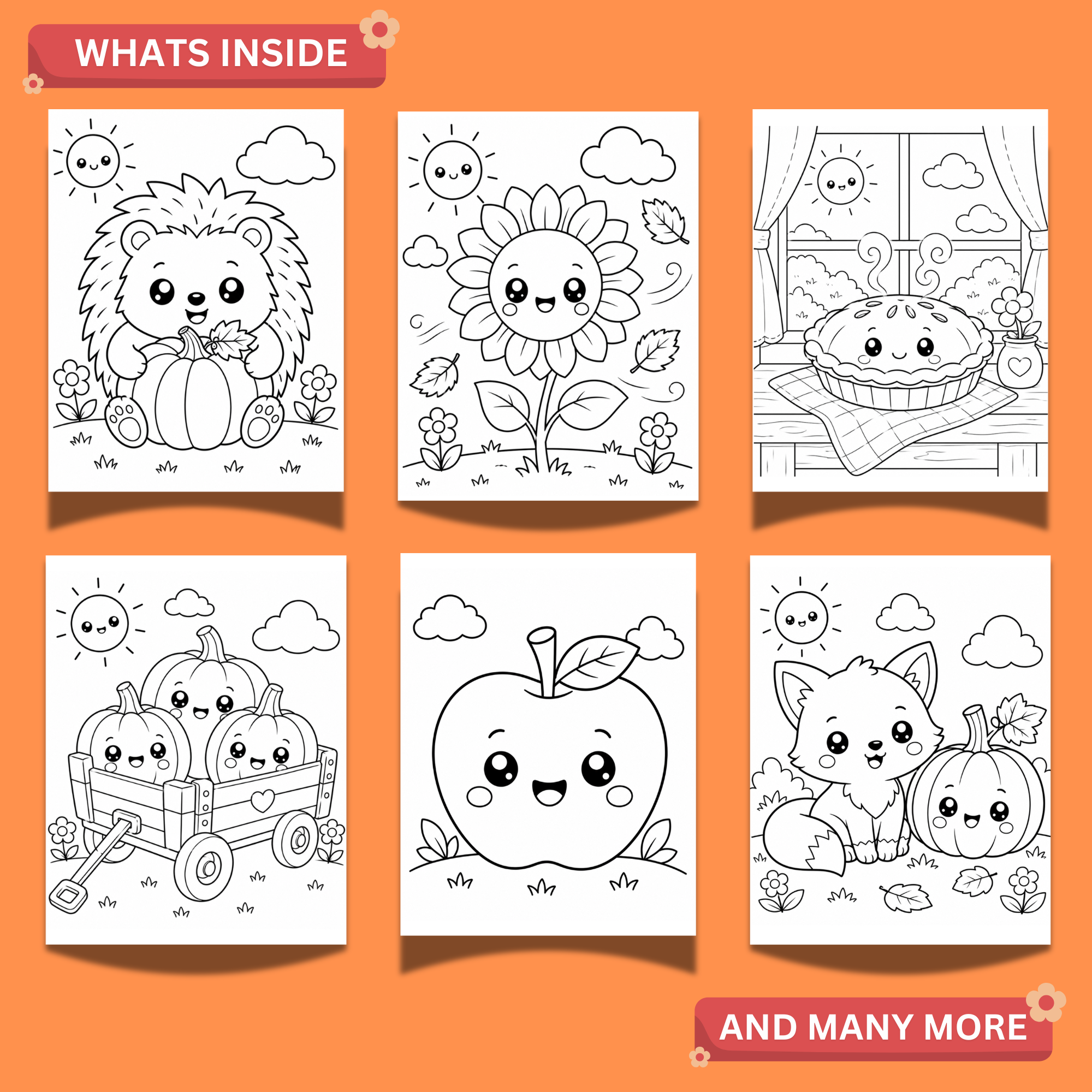 Kawaii Fall Coloring Book – 20 Printable Autumn Coloring Pages for Kids 2 Kawaii Fall Coloring Book – 20 Printable Autumn Coloring Pages for Kids - Image 2