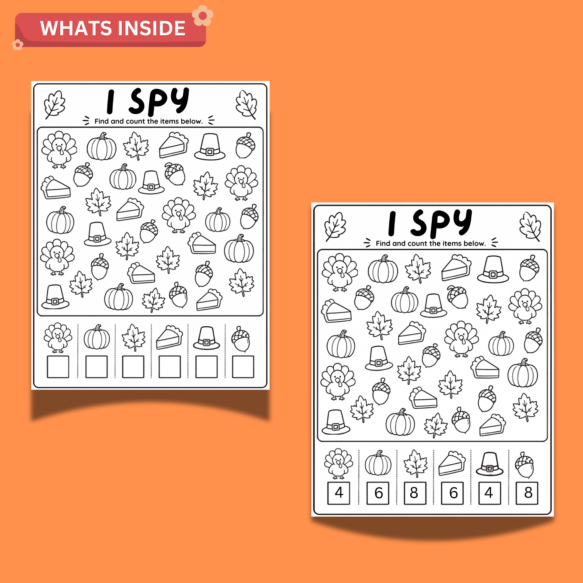 Thanksgiving I Spy Printable – 2-Page Fall Counting Activity for Kids 2 Thanksgiving I Spy Printable – 2-Page Fall Counting Activity for Kids - Image 2