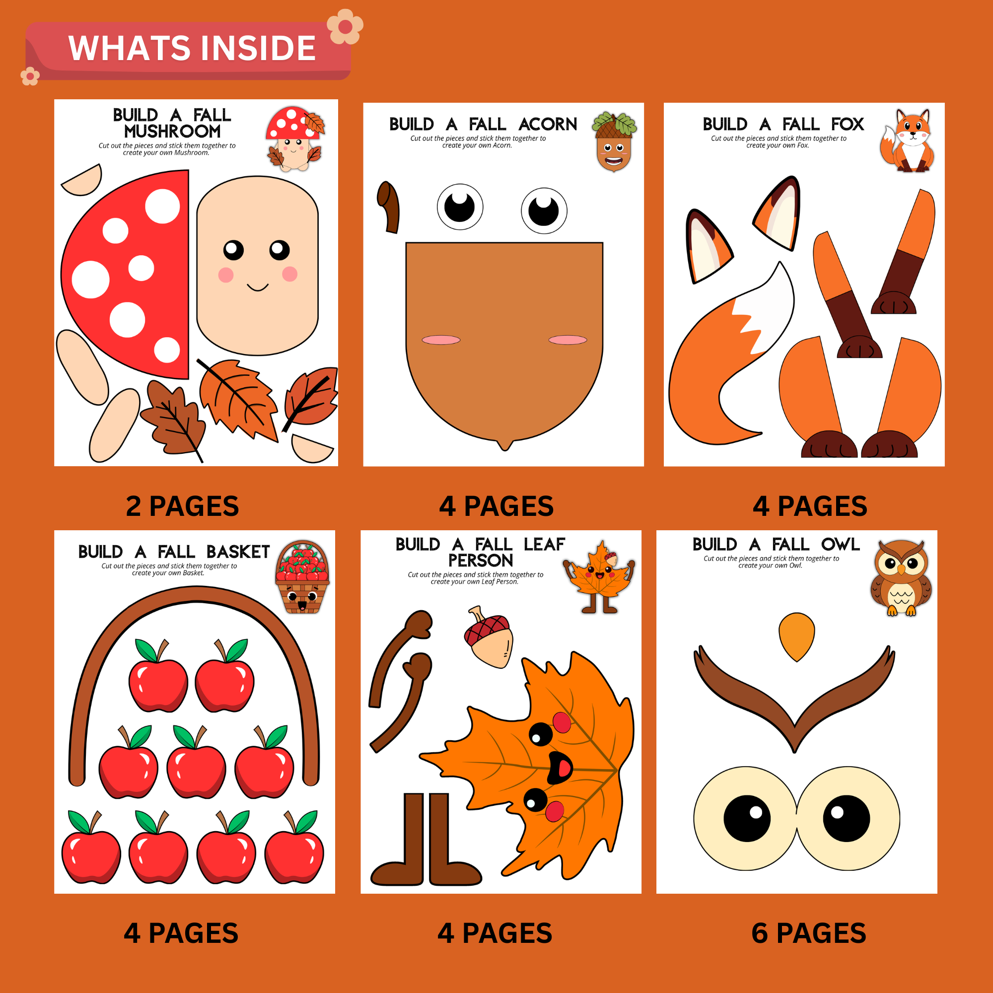 Build a Fall Bundle 6 in 1 – Printable Fall Crafts for Kids 2 Build a Fall Bundle 6 in 1 – Printable Fall Crafts for Kids - Image 2