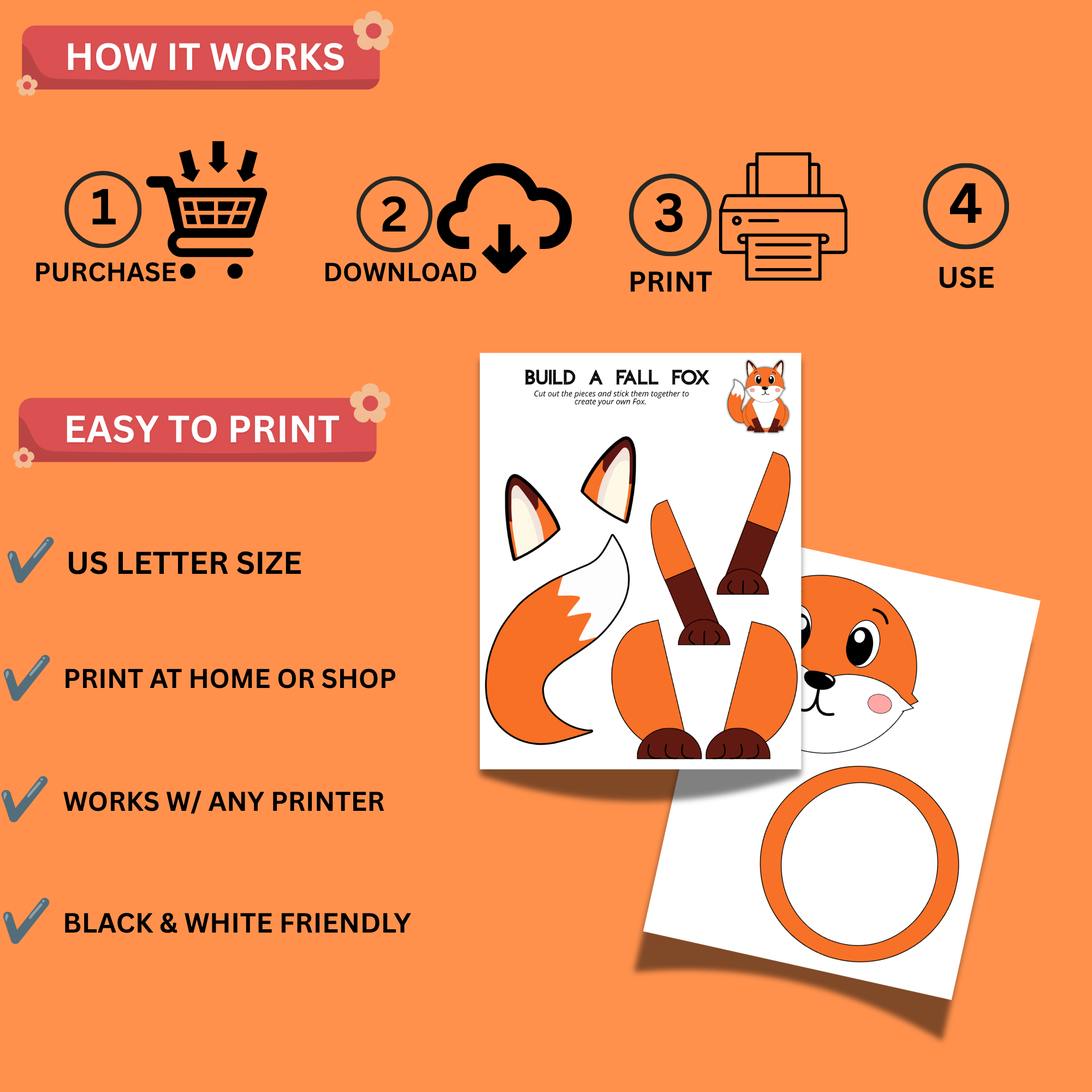 Build a Fall Fox Printable Craft for Kids – Cut & Paste Autumn Activity 3 Build a Fall Fox Printable Craft for Kids – Cut & Paste Autumn Activity - Image 3