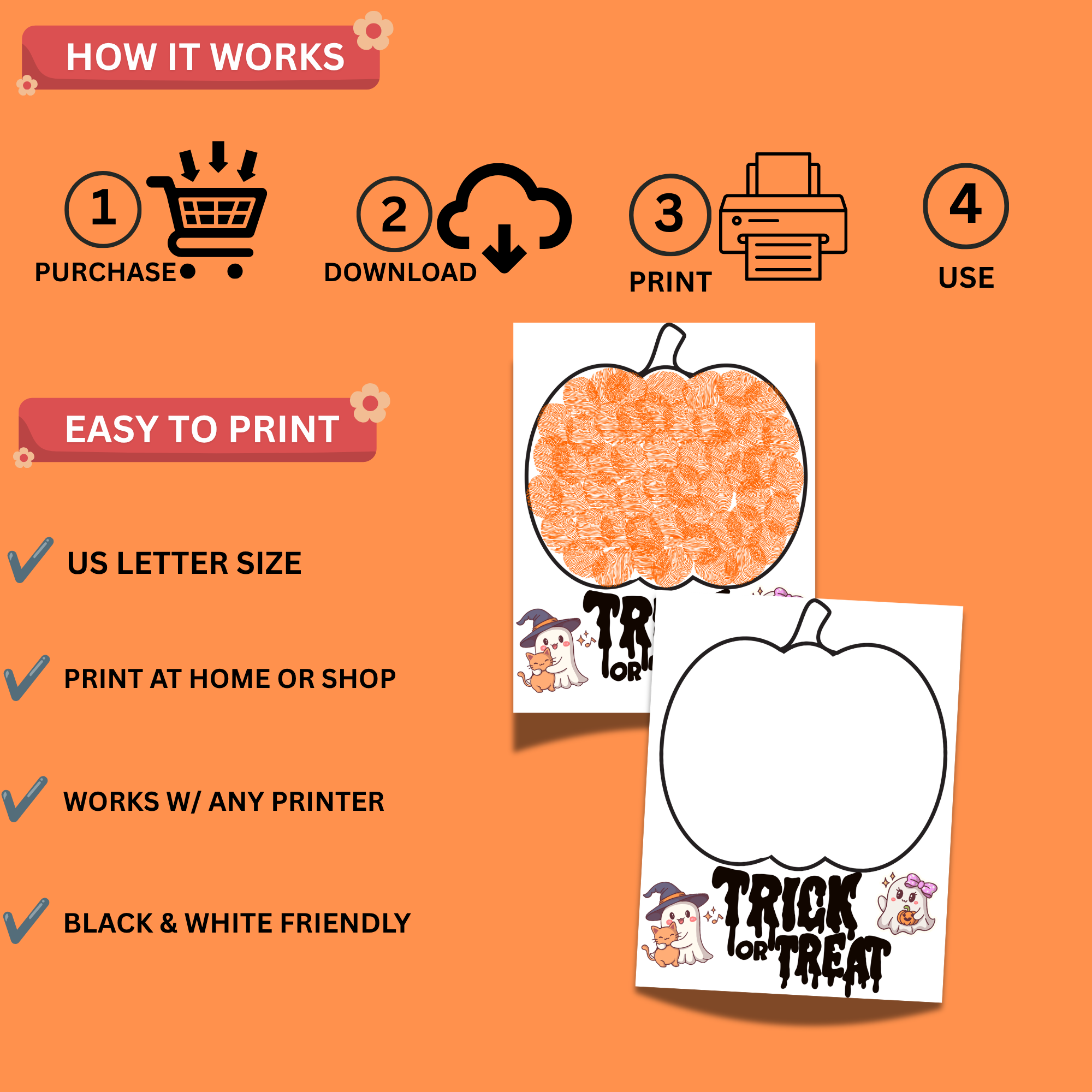 Halloween Fingerprint Craft Printable – 10 Page Halloween Art Activity 3 Halloween Fingerprint Craft Printable – 10 Page Halloween Art Activity - Image 3