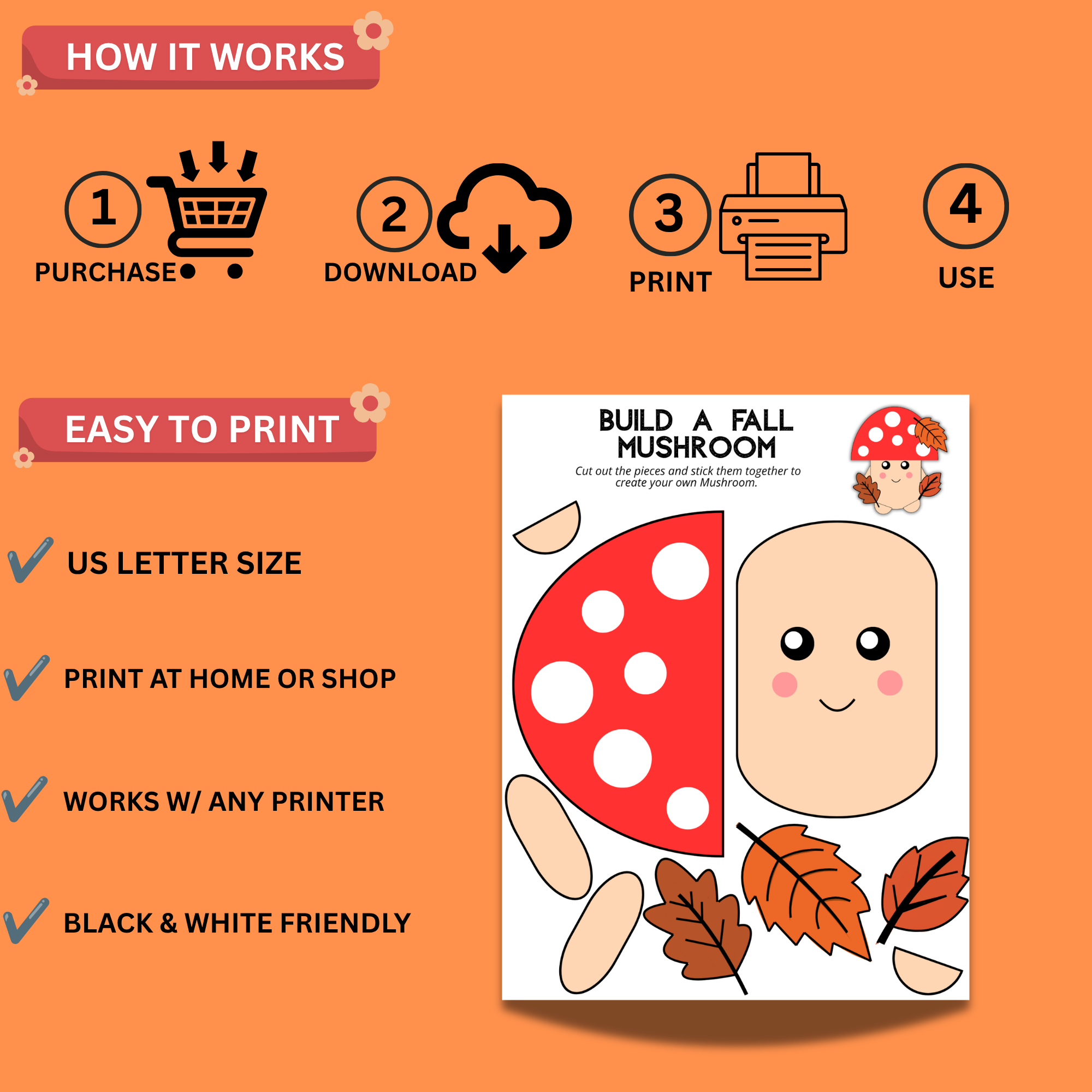 Build a Fall Mushroom Printable Craft 3 Build a Fall Mushroom Printable Craft - Image 3