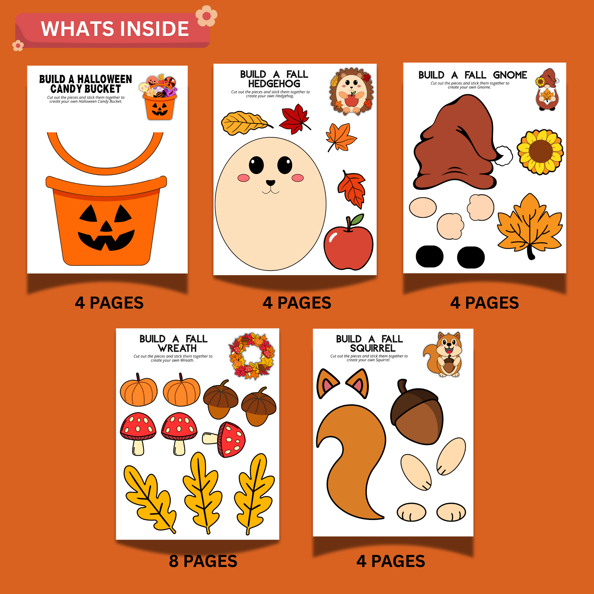 Halloween & Fall Craft Activity Bundle for Kids – 5 Printable Cut & Paste Crafts 2 Halloween & Fall Craft Activity Bundle for Kids – 5 Printable Cut & Paste Crafts - Image 2