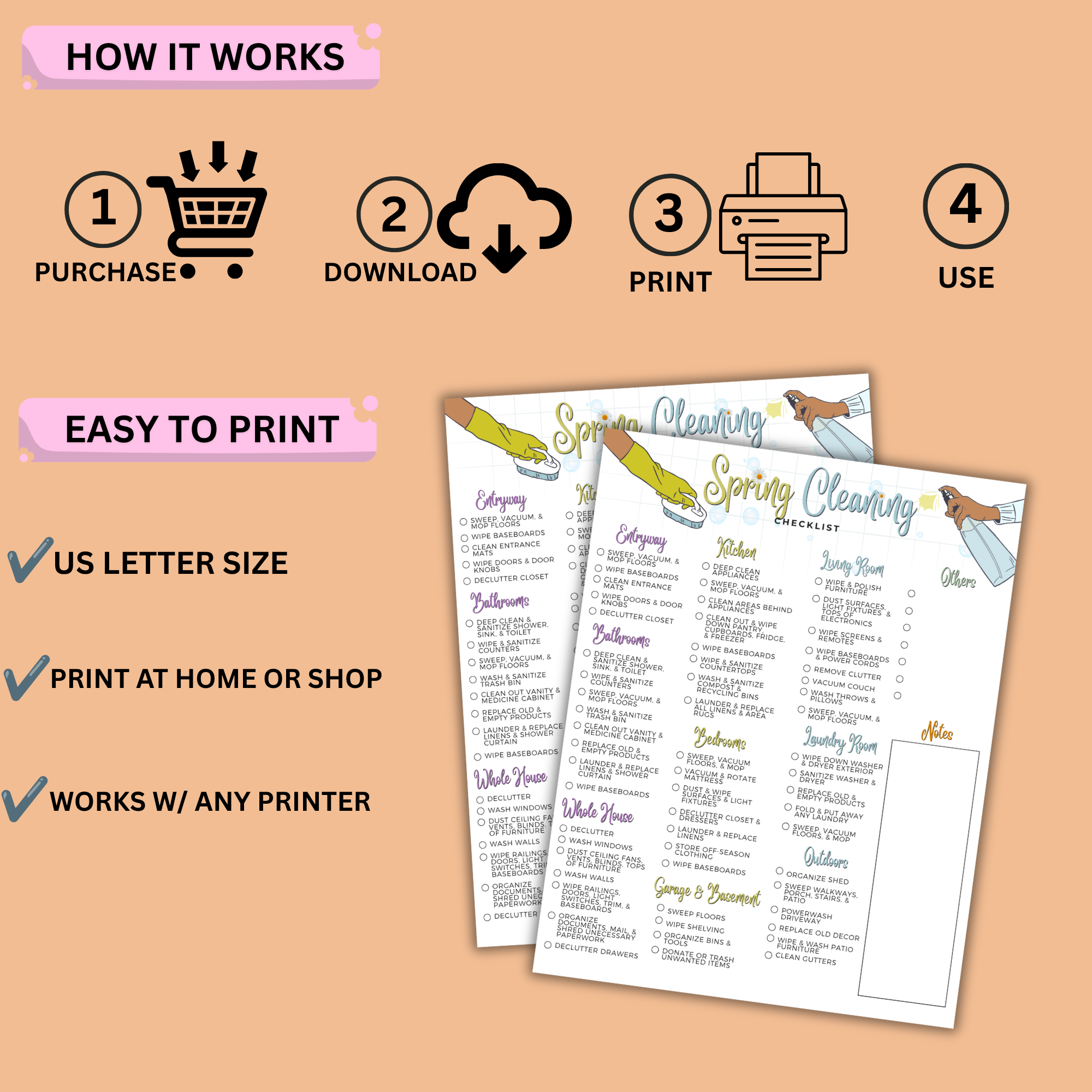 Master Spring Cleaning Checklist Printable, Spring Cleaning Planner, Home Cleaning Checklist, House Cleaning Organizer, Cleaning List 5 Master Spring Cleaning Checklist Printable, Spring Cleaning Planner, Home Cleaning Checklist, House Cleaning Organizer, Cleaning List - Image 5